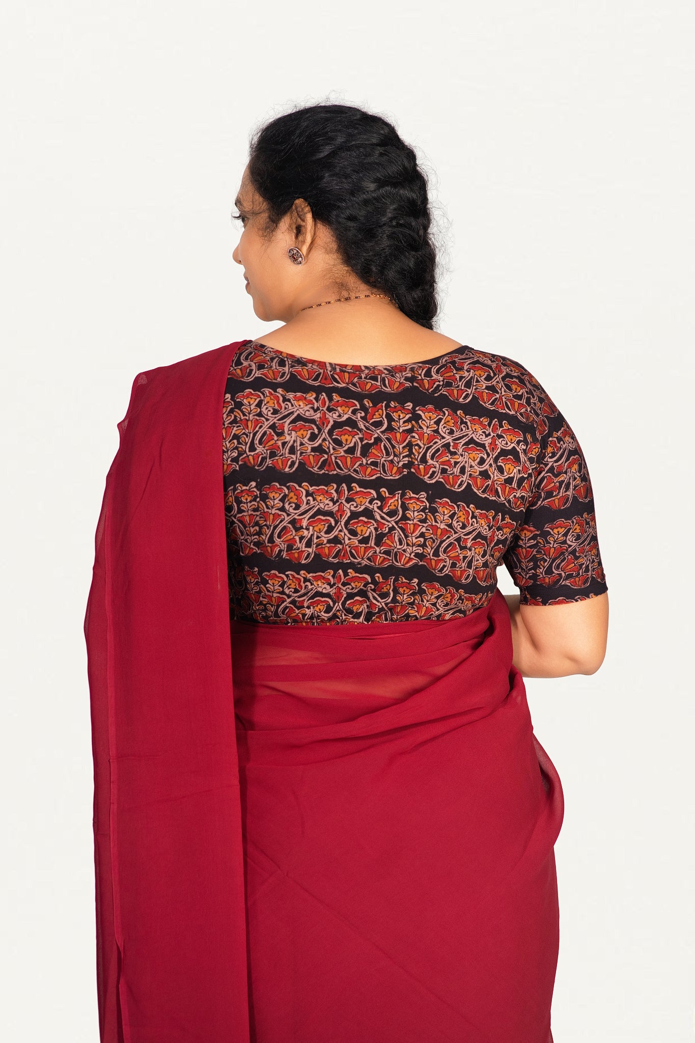 KALAMKARI BOAT NECK OPEN 10 HAND'S STREACHBLE  BLOUSE