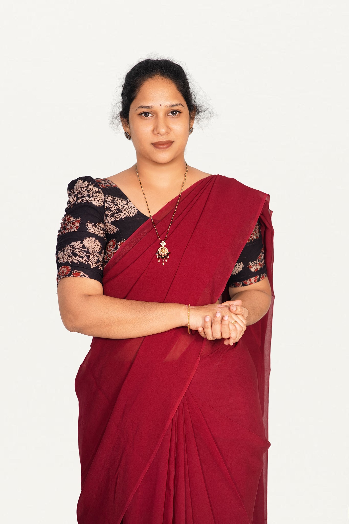KALAMKARI BUTTA  ROUND NECK 10 INCH HANDS STRECHBLE BLOUSE