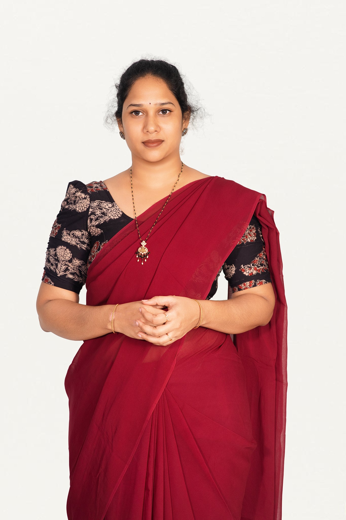 KALAMKARI BUTTA  ROUND NECK 10 INCH HANDS STRECHBLE BLOUSE