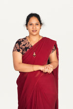KALAMKARI V NECK SHORT HAND  STRECHBLE BLOUSE