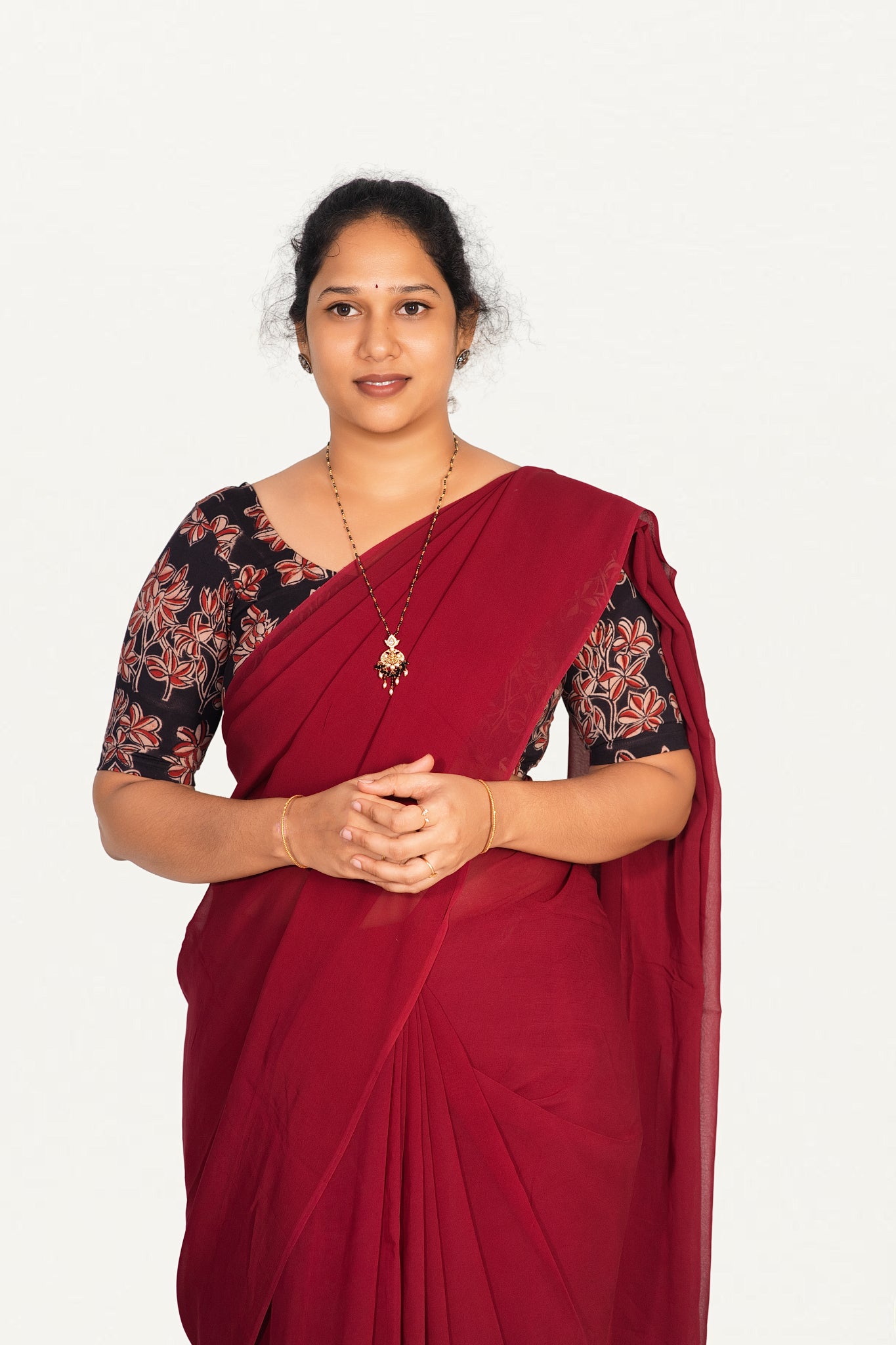 KALAMKARI ROUND NECK 10 INCH HANDS STRECHBLE BLOUSE