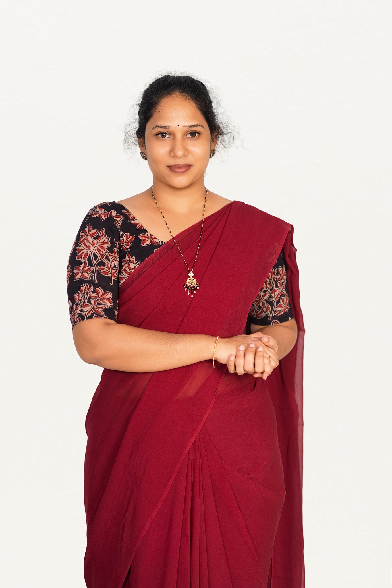 KALAMKARI ROUND NECK 10 INCH HANDS STRECHBLE BLOUSE