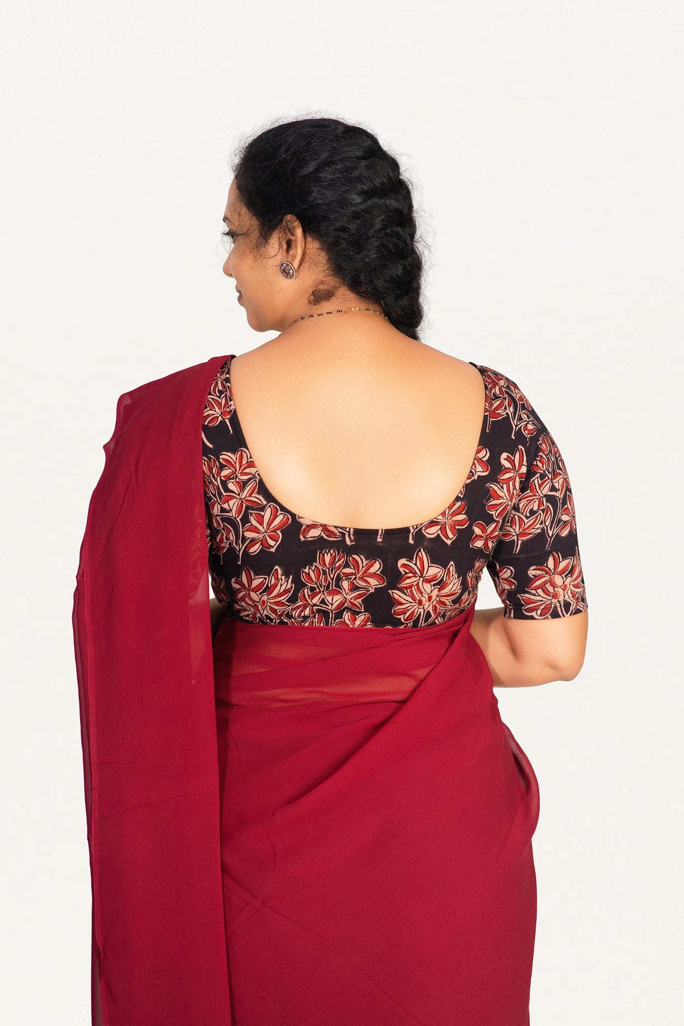KALAMKARI ROUND NECK 10 INCH HANDS STRECHBLE BLOUSE