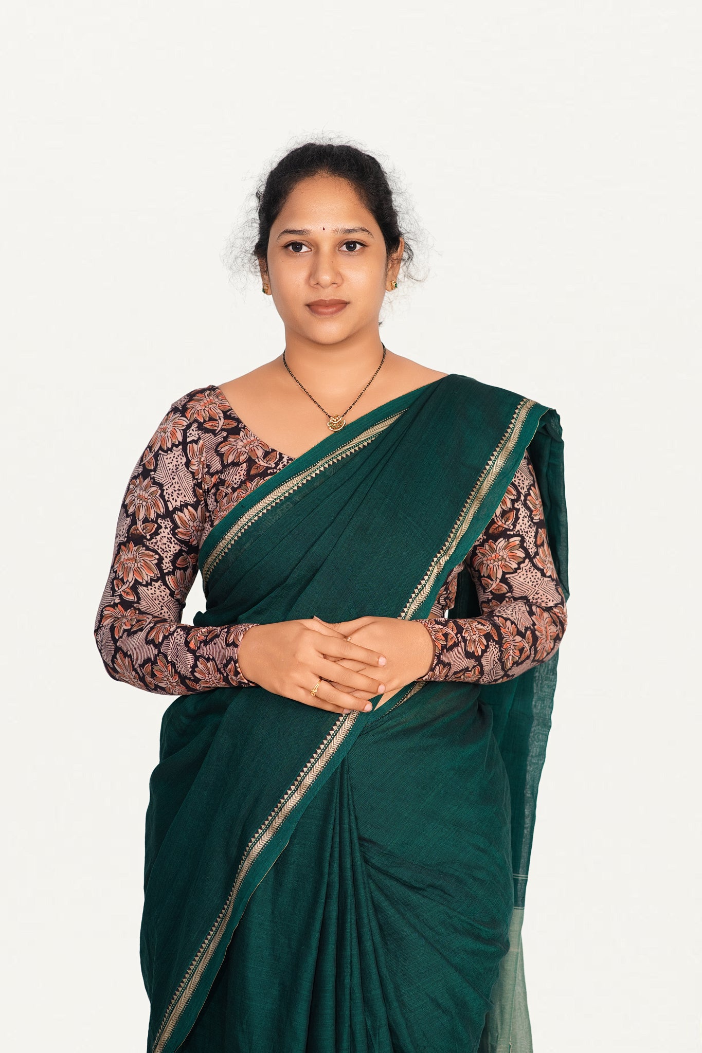KALAMKARI ROUND NECK FULL HANDS STRECHBLE BLOUSE