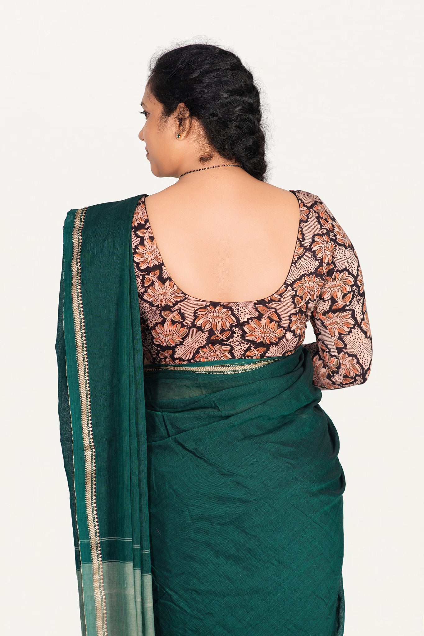 KALAMKARI ROUND NECK FULL HANDS STRECHBLE BLOUSE
