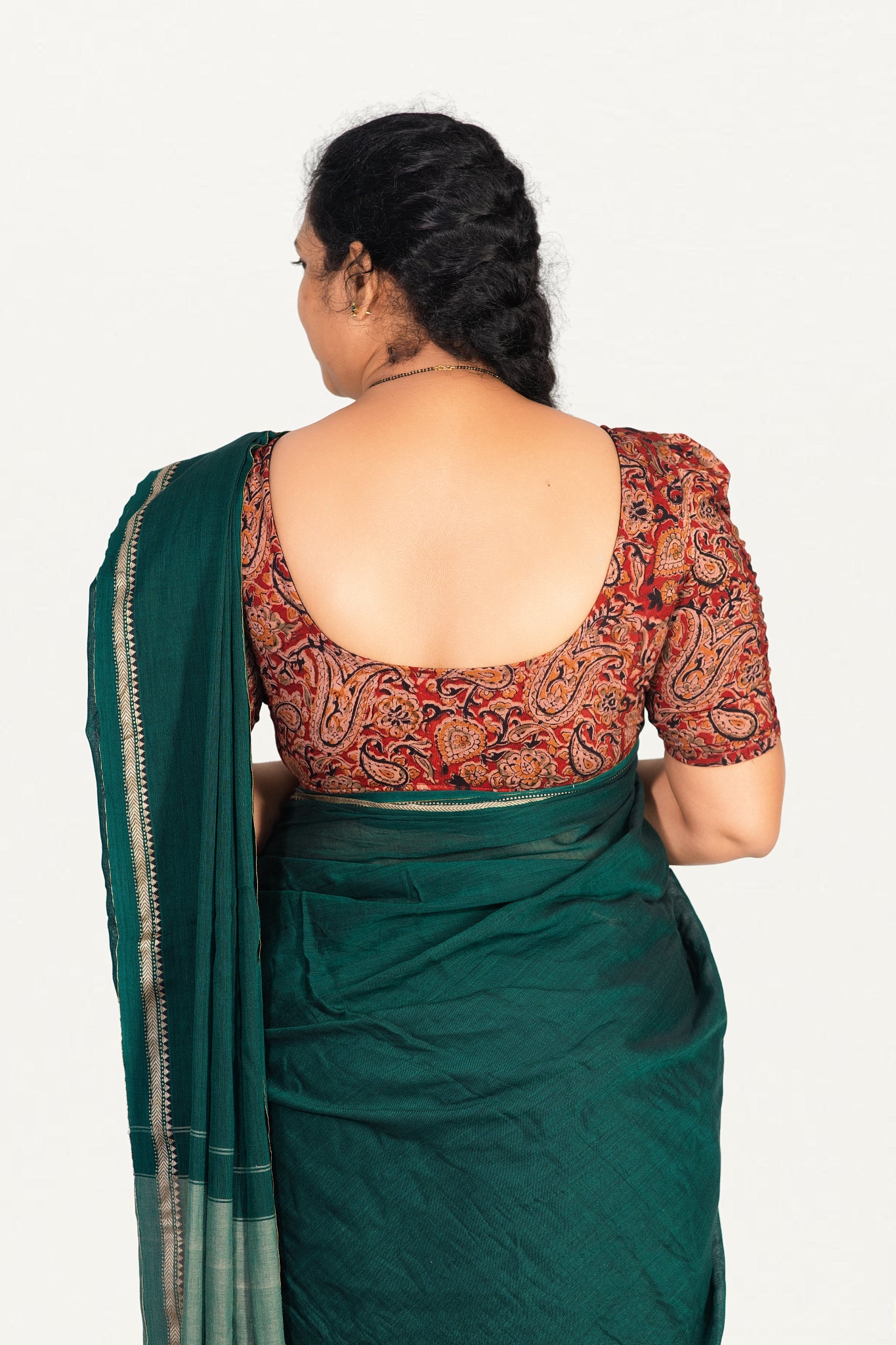 KALAMKARI BUTTA  ROUND NECK 10 INCH HANDS STRECHBLE BLOUSE