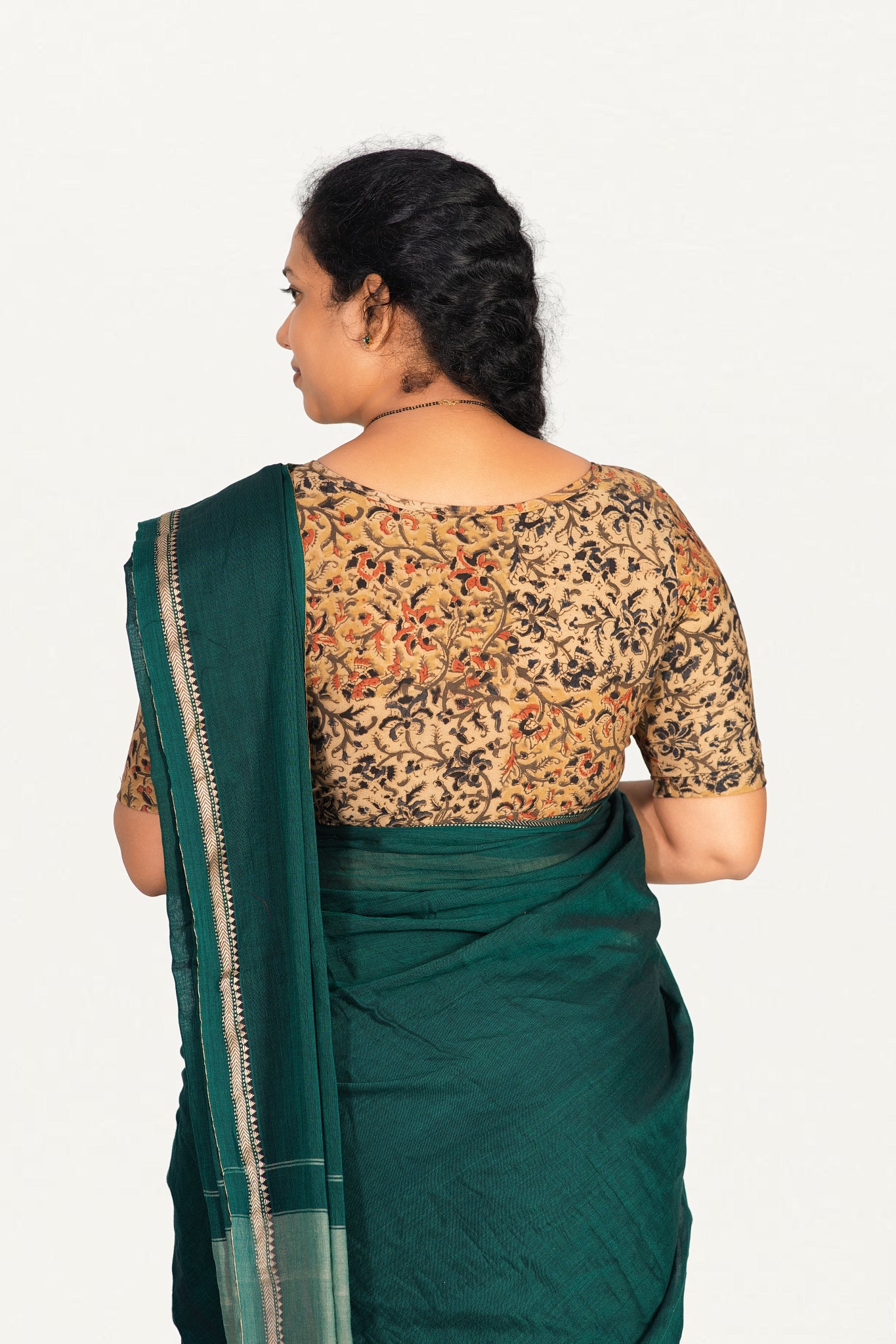KALAMKARI BOAT NECK OPEN 10 HAND'S STREACHBLE  BLOUSE