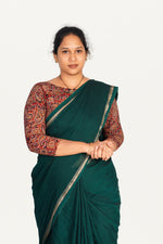 KALAMKARI BOAT NECK OPEN 3/4  HAND'S STREACHBLE  BLOUSE