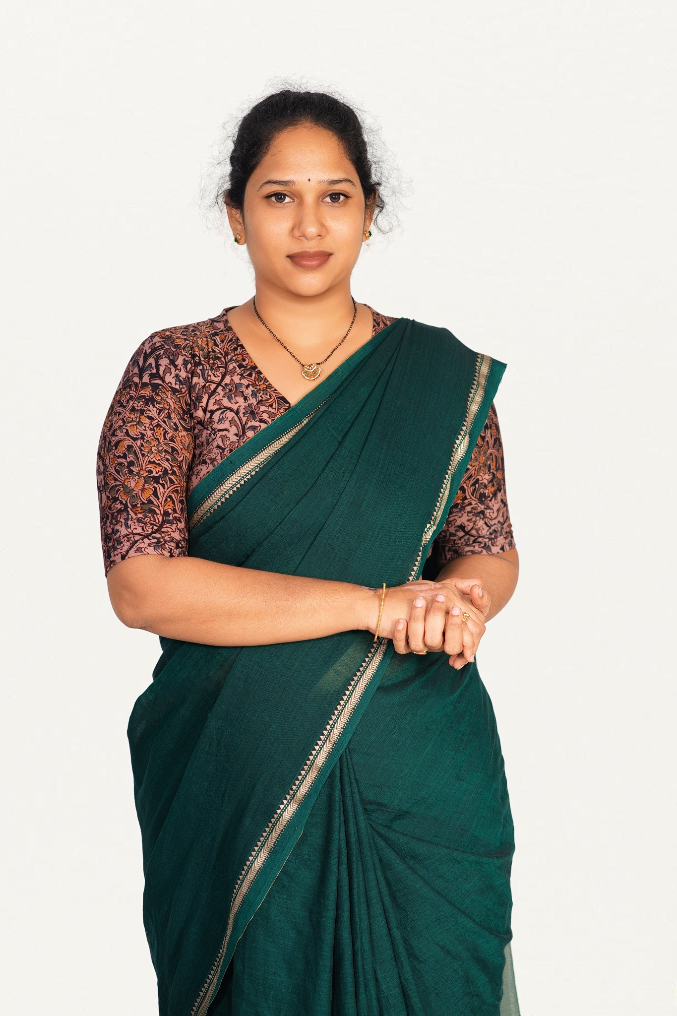 KALAMKARI V NECK 10 INCH HAND  STRECHBLE BLOUSE
