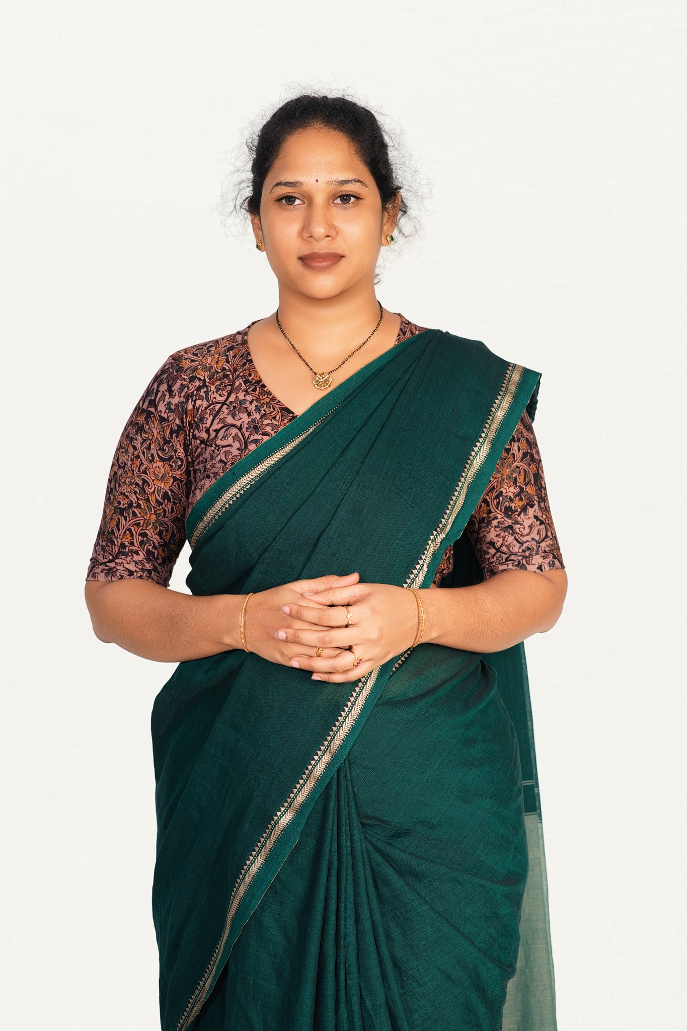 KALAMKARI V NECK 10 INCH HAND  STRECHBLE BLOUSE