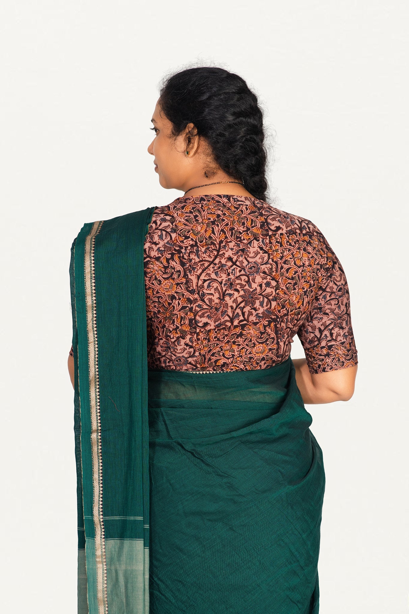 KALAMKARI V NECK 10 INCH HAND  STRECHBLE BLOUSE