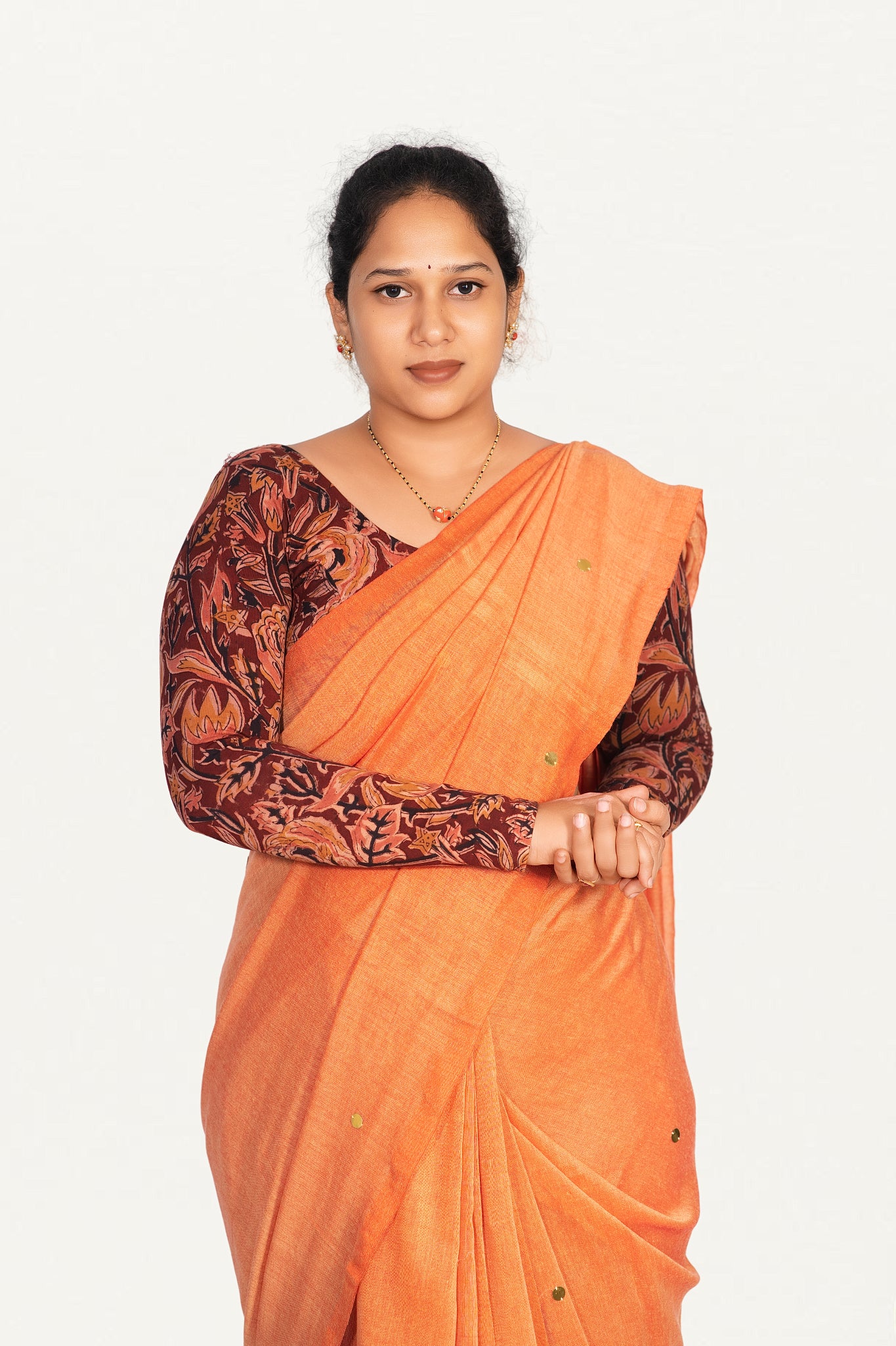 KALAMKARI ROUND NECK FULL HANDS STRECHBLE BLOUSE