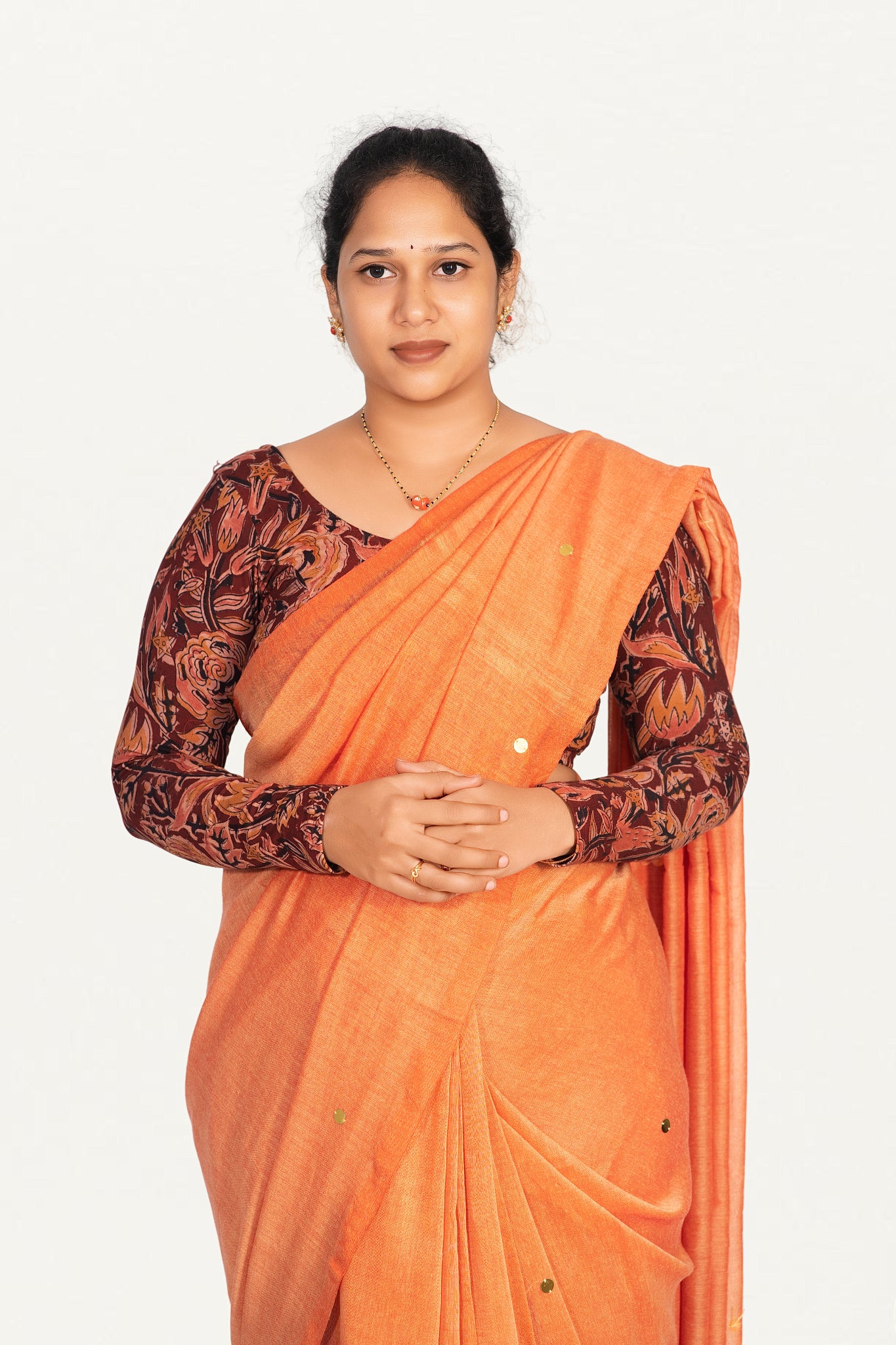 KALAMKARI ROUND NECK FULL HANDS STRECHBLE BLOUSE