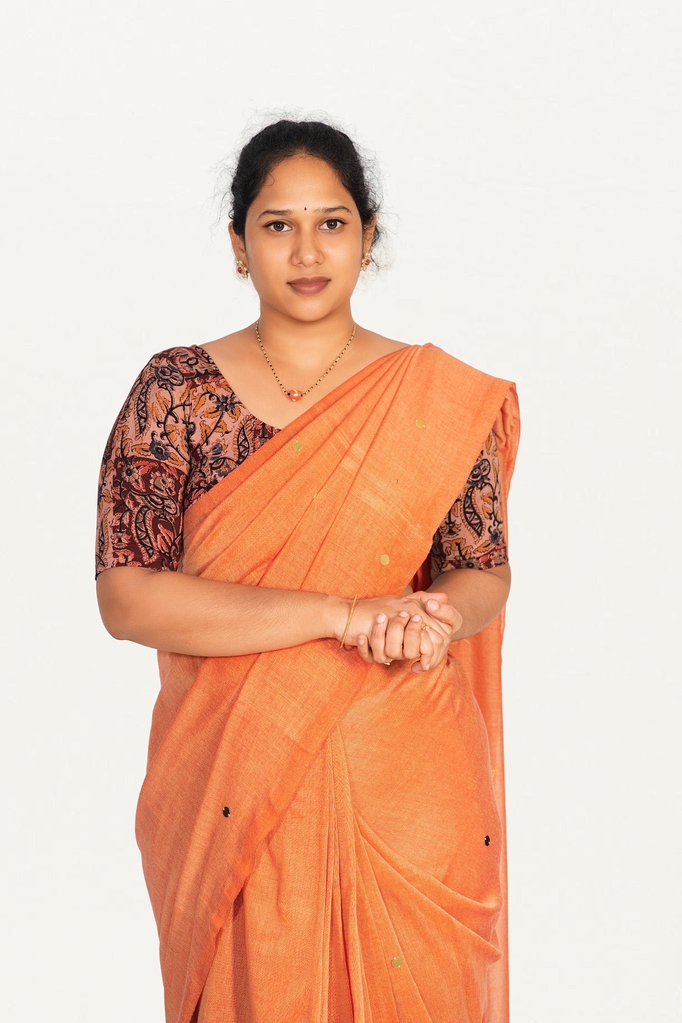 KALAMKARI ROUND NECK 10 INCH HANDS STRECHBLE BLOUSE