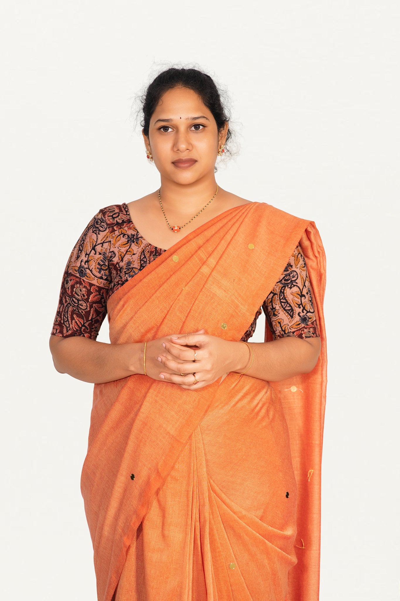 KALAMKARI ROUND NECK 10 INCH HANDS STRECHBLE BLOUSE