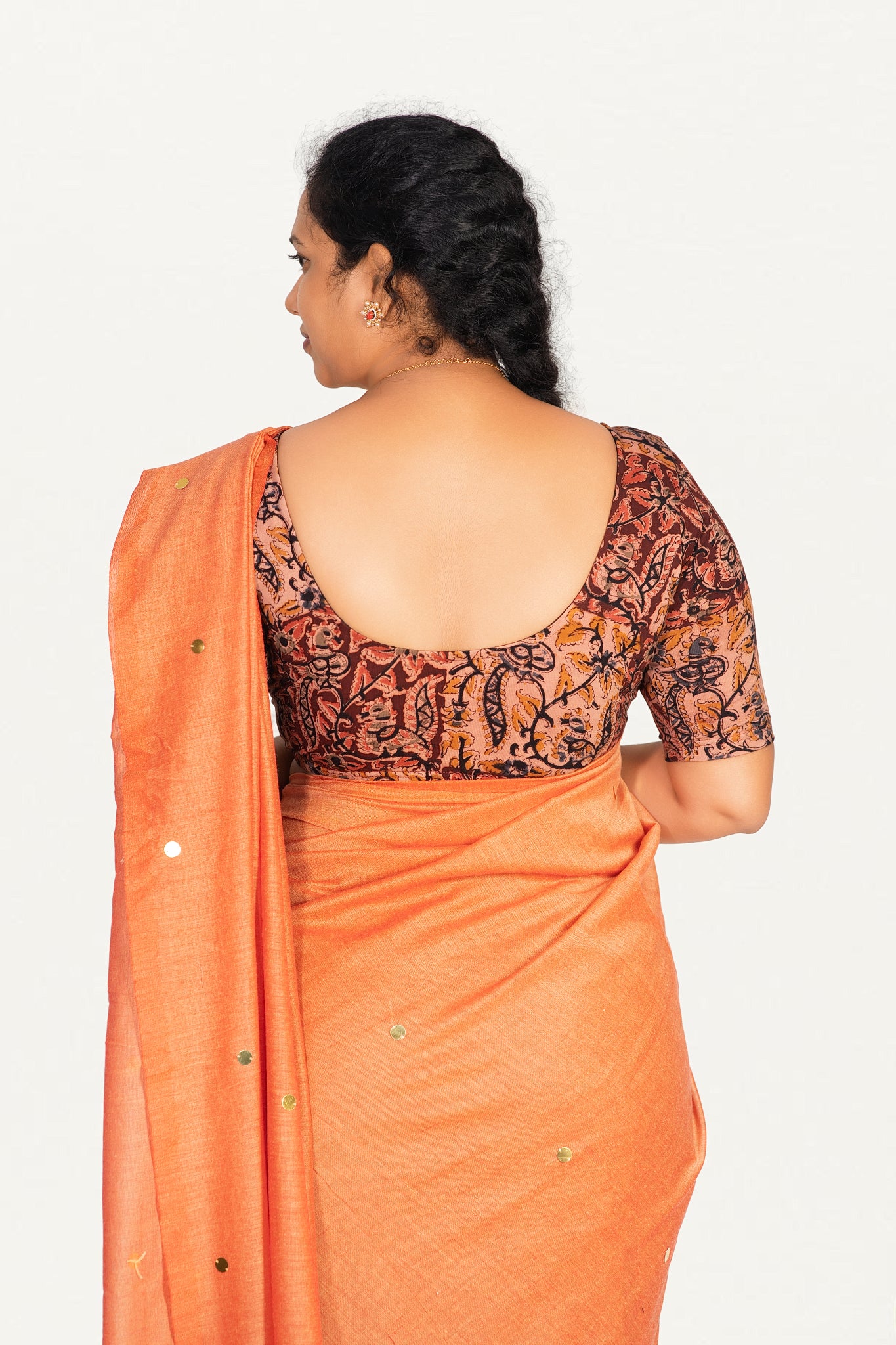 KALAMKARI ROUND NECK 10 INCH HANDS STRECHBLE BLOUSE