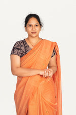 KALAMKARI V NECK SHORT HAND  STRECHBLE BLOUSE