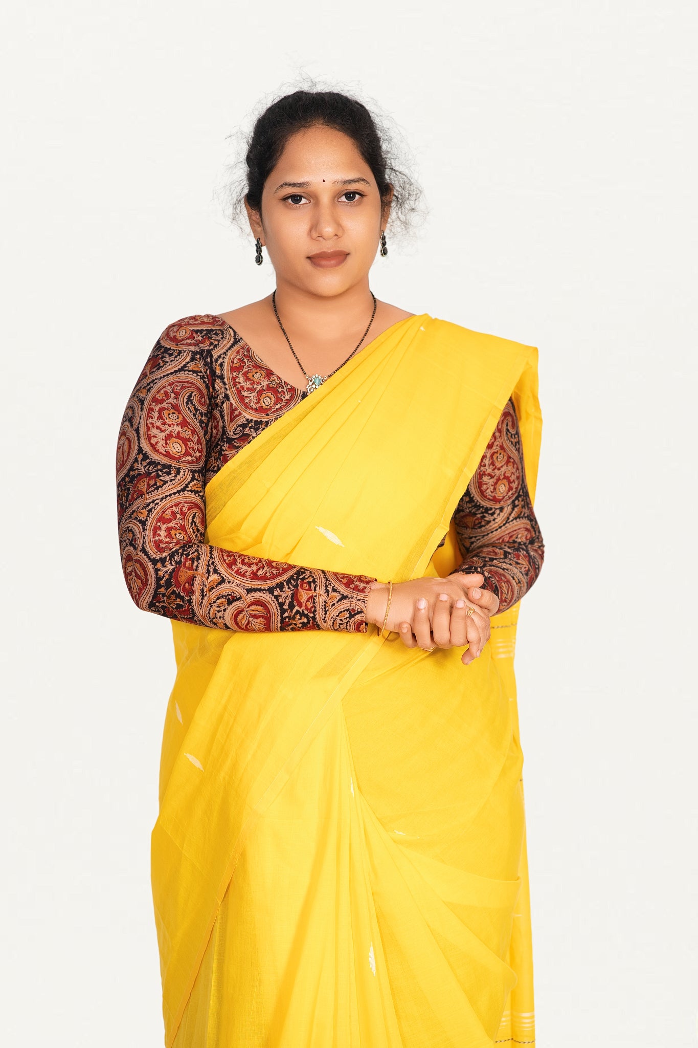 KALAMKARI ROUND NECK FULL HANDS STRECHBLE BLOUSE