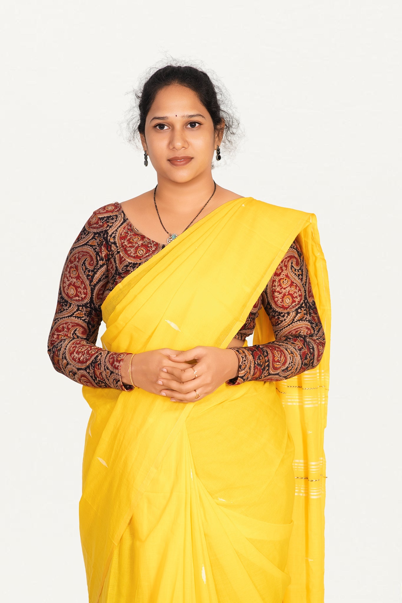 KALAMKARI ROUND NECK FULL HANDS STRECHBLE BLOUSE