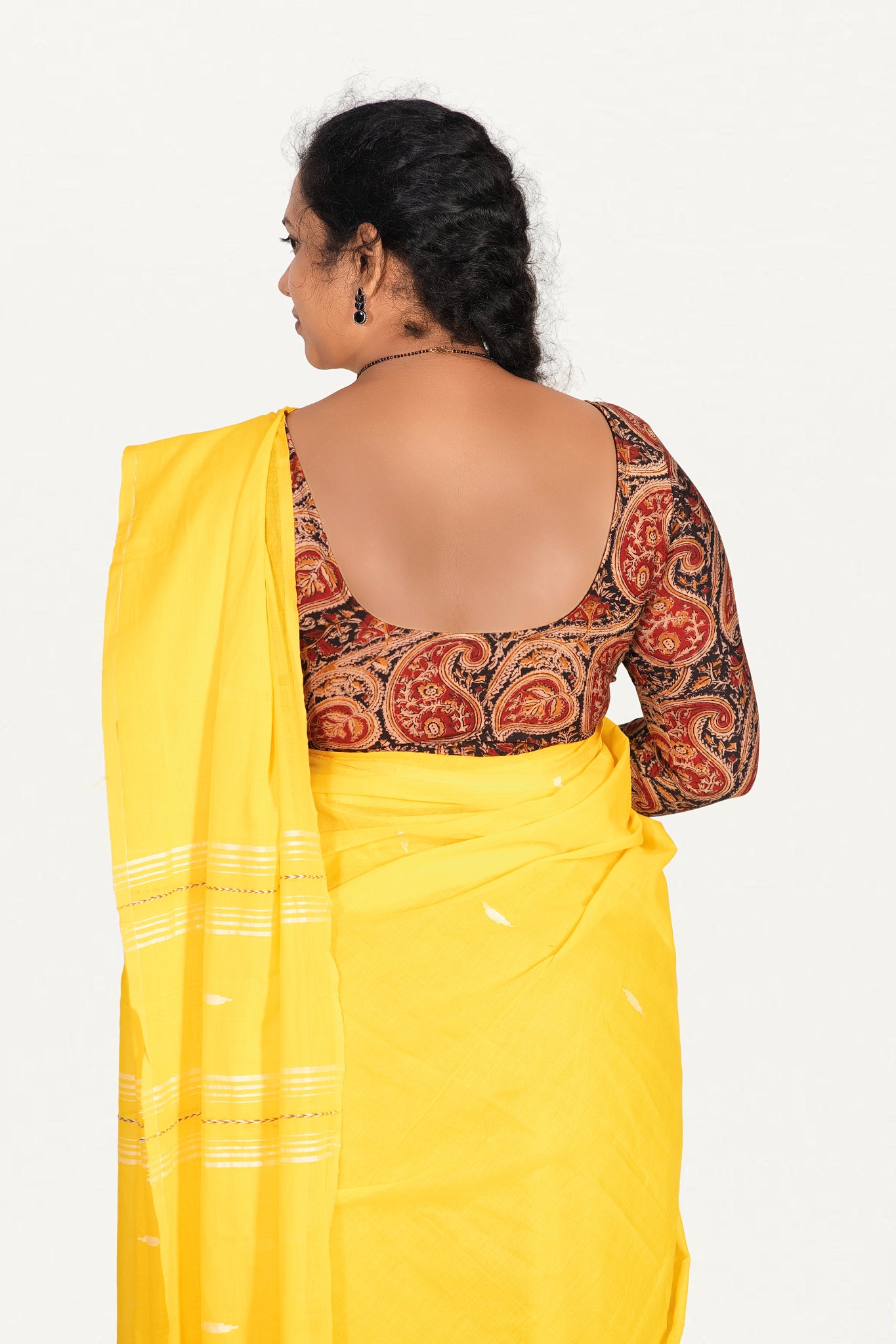 KALAMKARI ROUND NECK FULL HANDS STRECHBLE BLOUSE