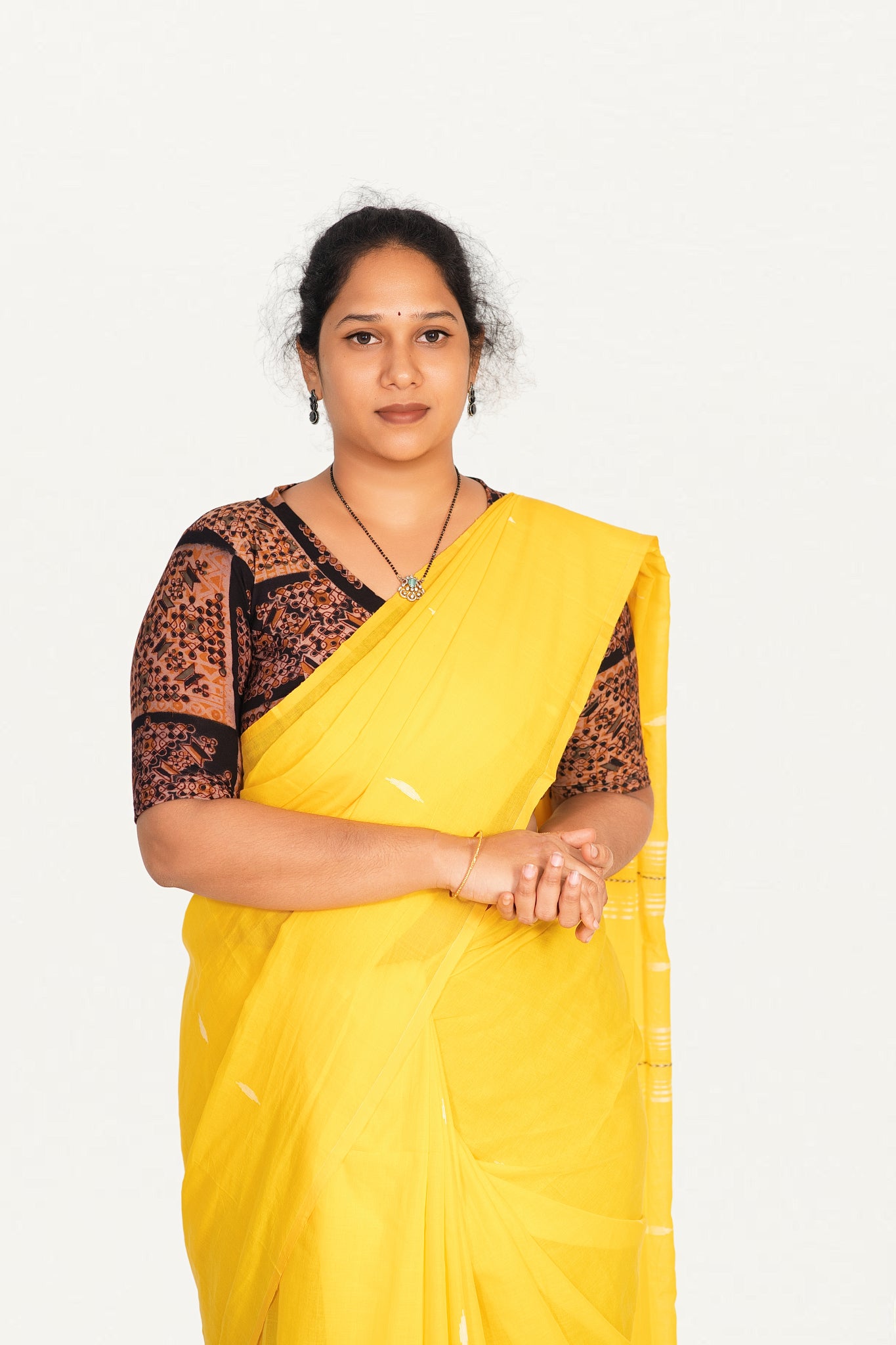 KALAMKARI V NECK 10 INCH HAND  STRECHBLE BLOUSE
