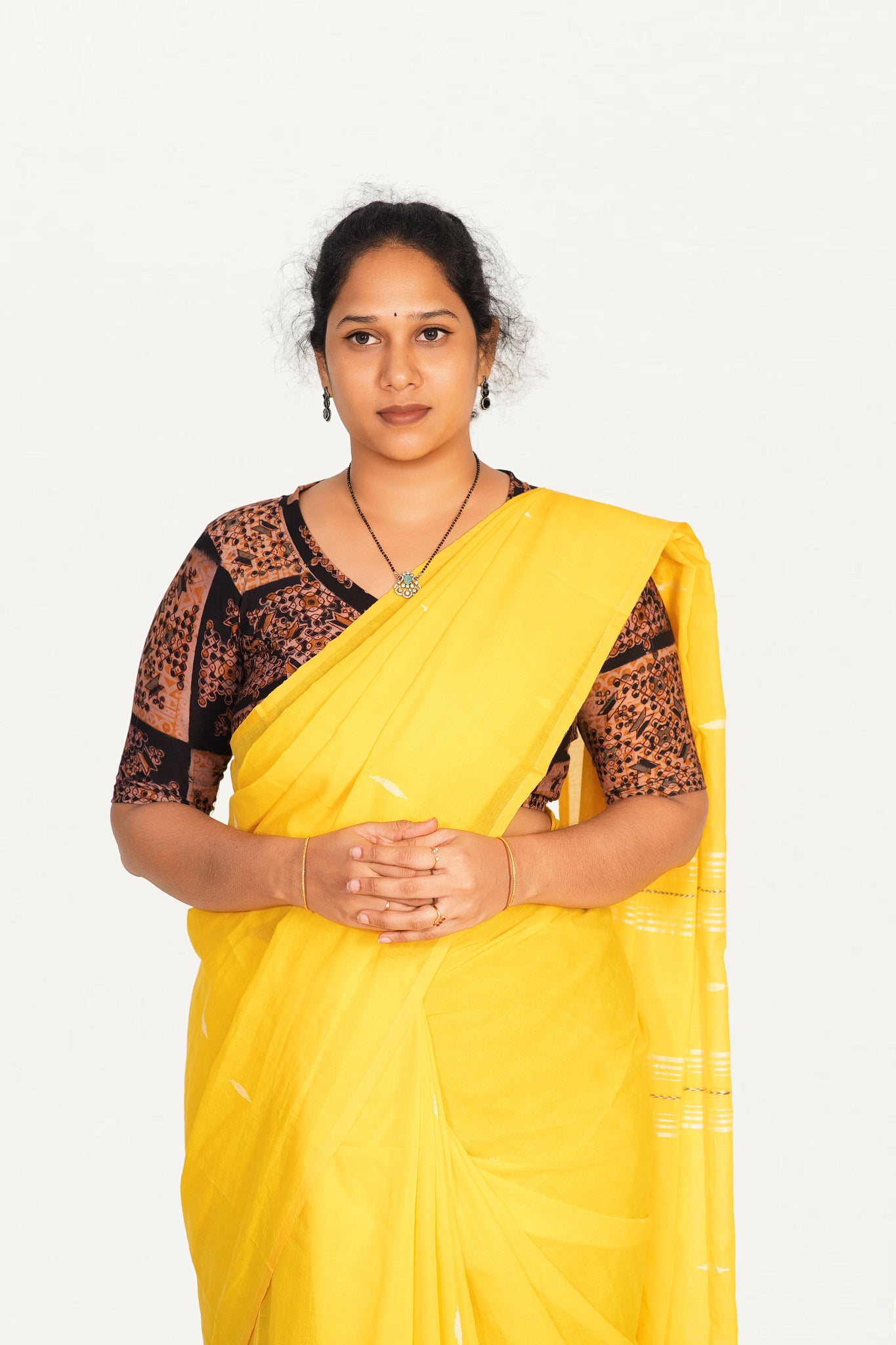KALAMKARI V NECK 10 INCH HAND  STRECHBLE BLOUSE