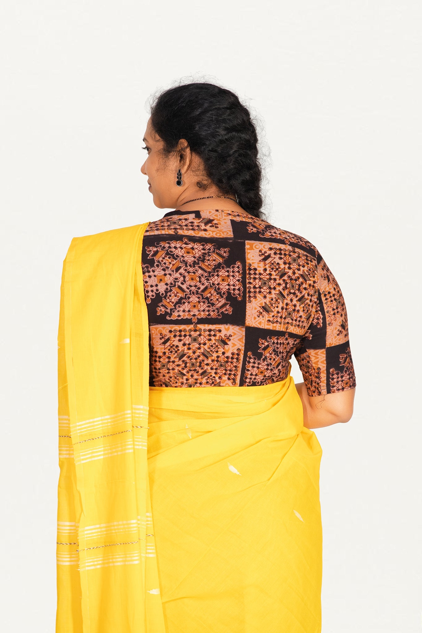 KALAMKARI V NECK 10 INCH HAND  STRECHBLE BLOUSE