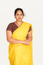 KALAMKARI V NECK SHORT HAND  STRECHBLE BLOUSE