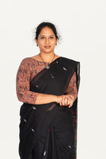 KALAMKARI BOAT NECK OPEN 3/4  HAND'S STREACHBLE  BLOUSE
