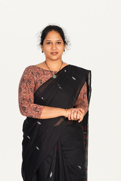 KALAMKARI BOAT NECK OPEN 3/4  HAND'S STREACHBLE  BLOUSE