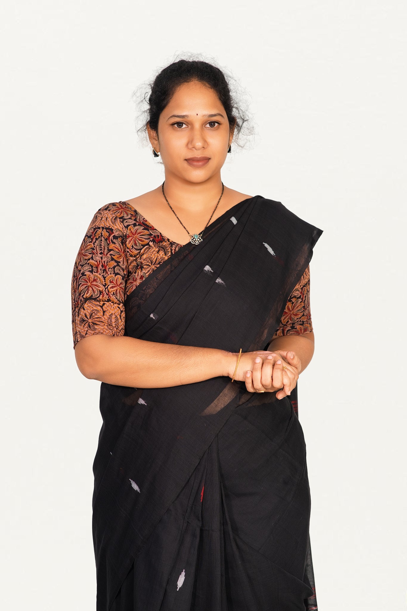 KALAMKARI ROUND NECK 10 INCH HANDS STRECHBLE BLOUSE