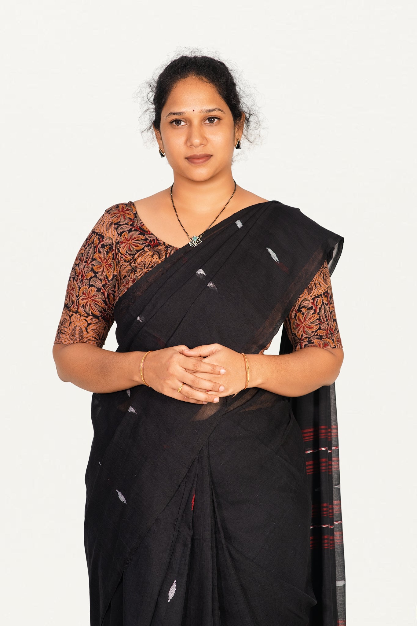 KALAMKARI ROUND NECK 10 INCH HANDS STRECHBLE BLOUSE