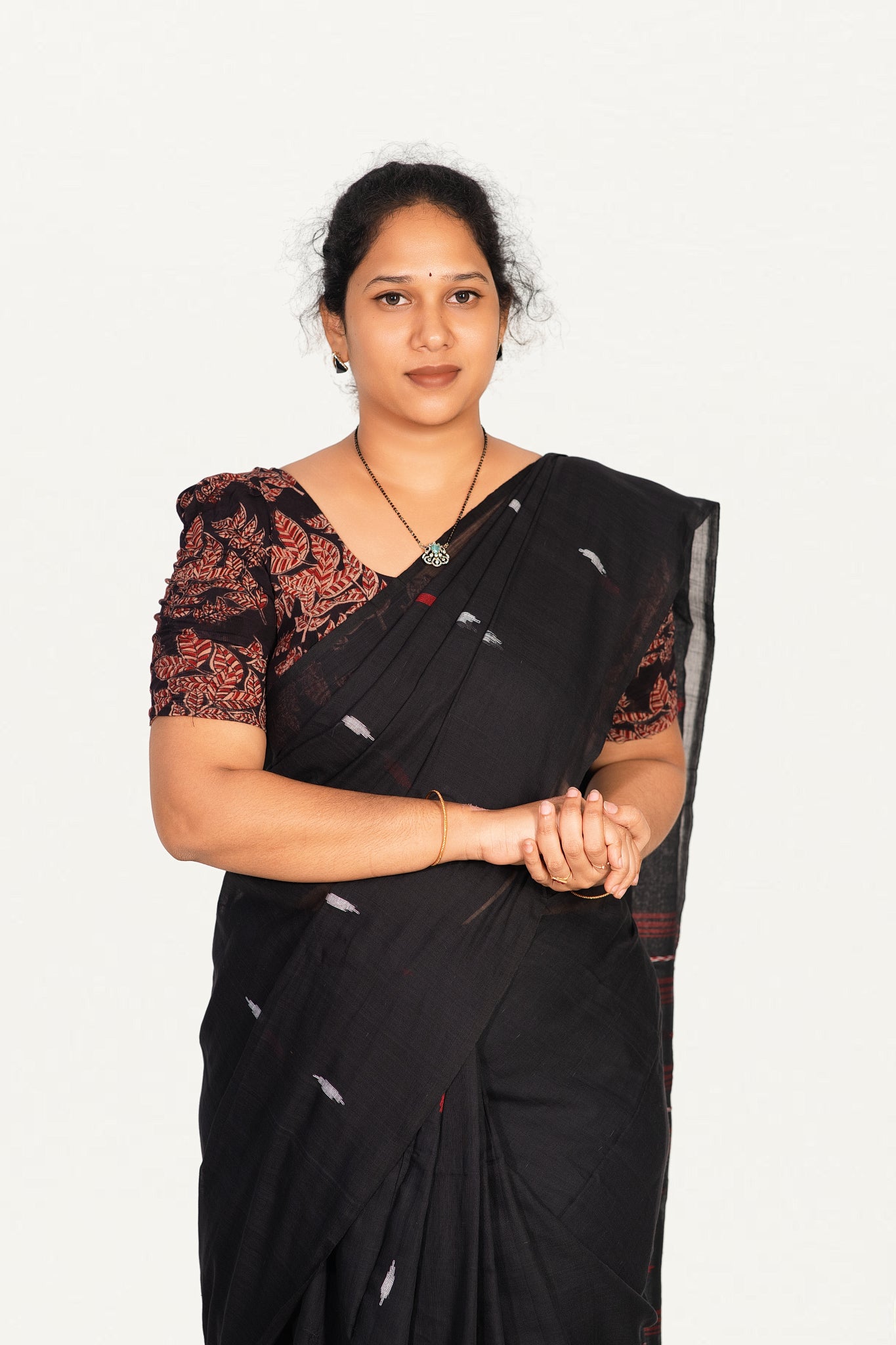 KALAMKARI BUTTA  ROUND NECK 10 INCH HANDS STRECHBLE BLOUSE