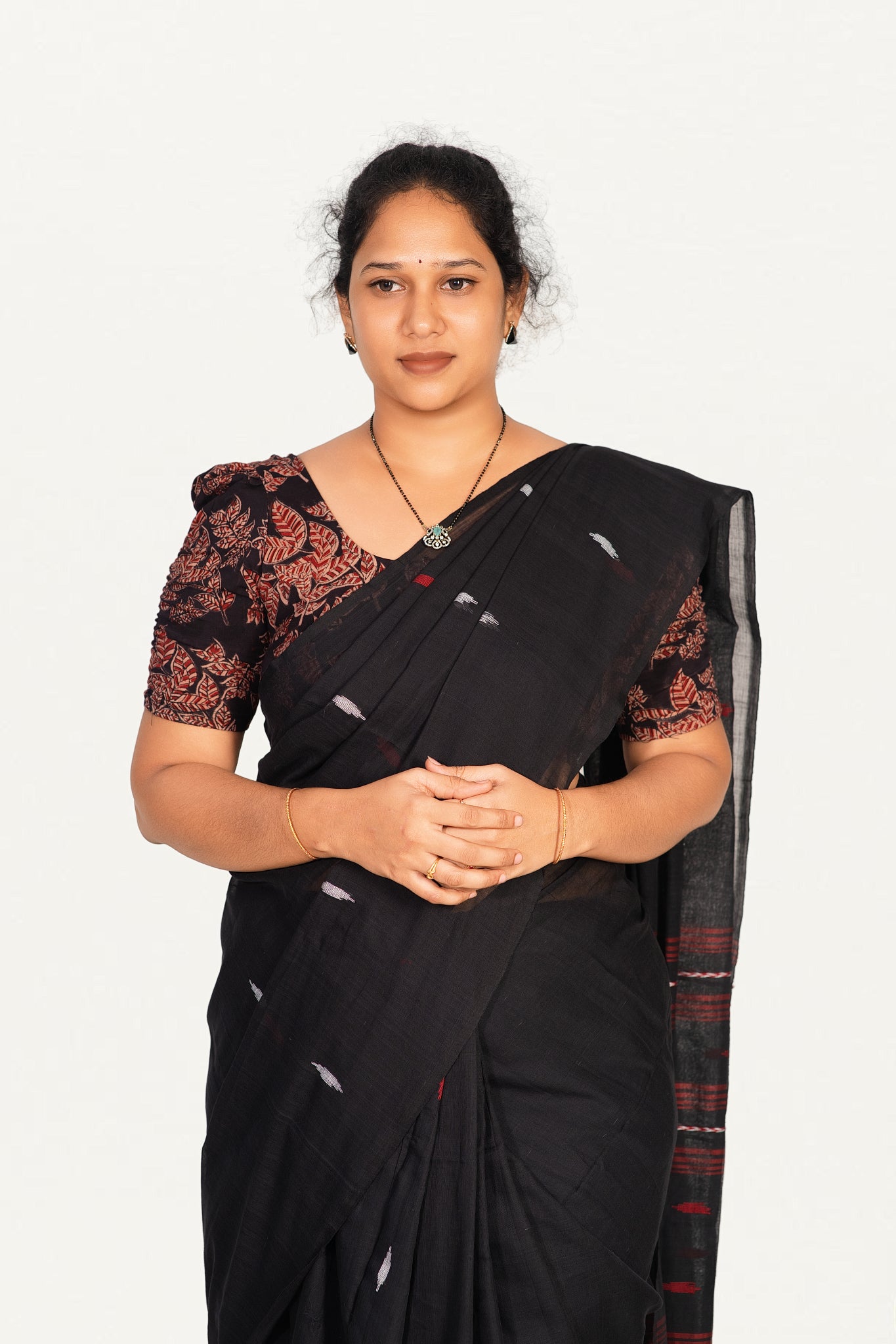 KALAMKARI BUTTA  ROUND NECK 10 INCH HANDS STRECHBLE BLOUSE