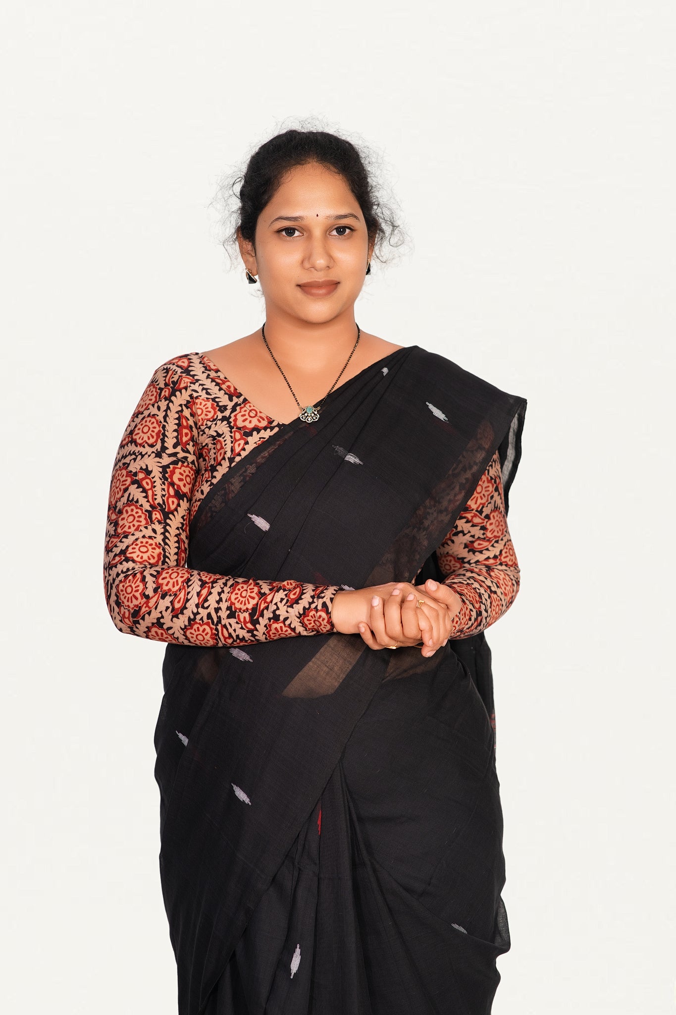 KALAMKARI ROUND NECK FULL HANDS STRECHBLE BLOUSE
