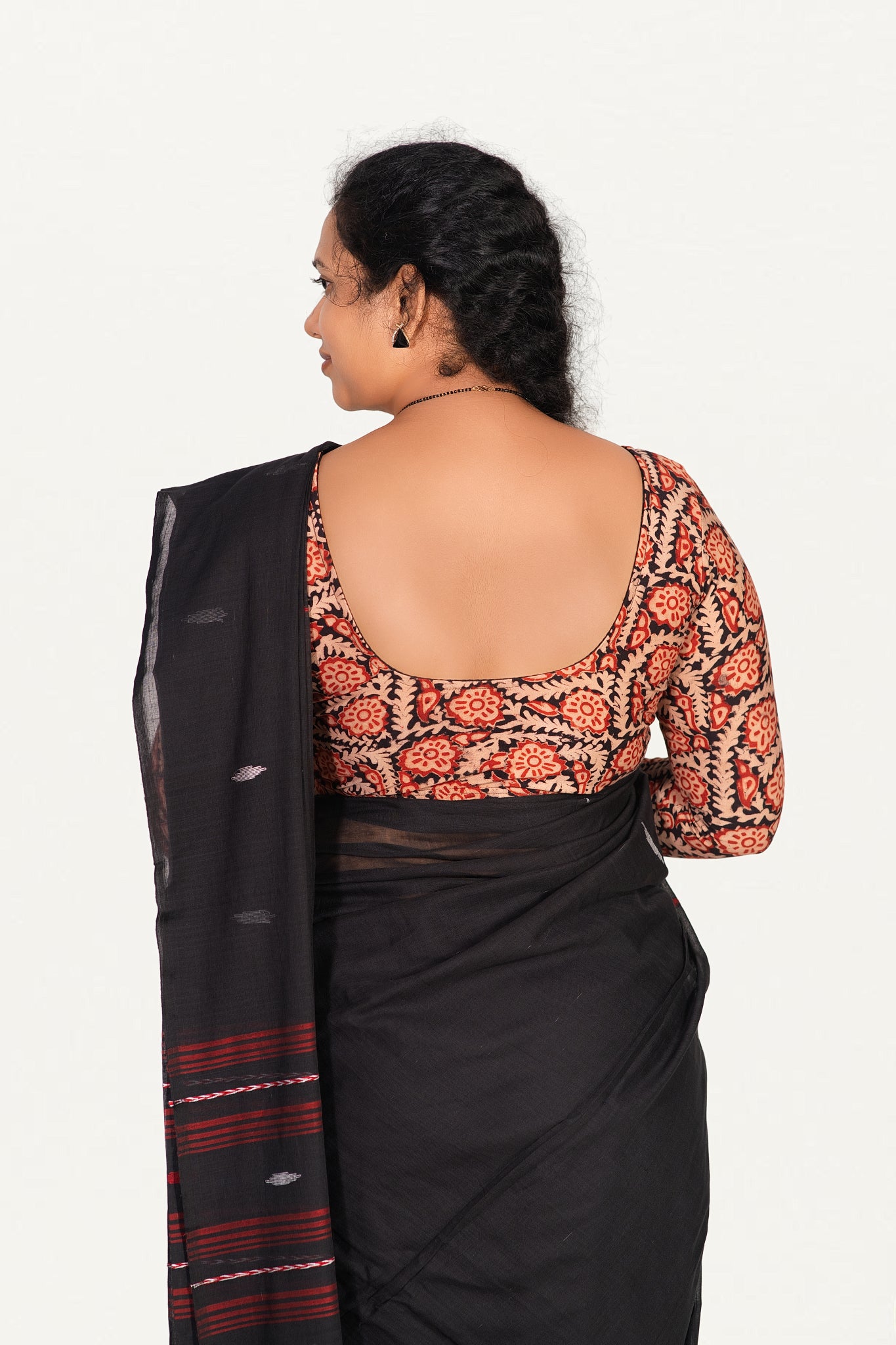 KALAMKARI ROUND NECK FULL HANDS STRECHBLE BLOUSE