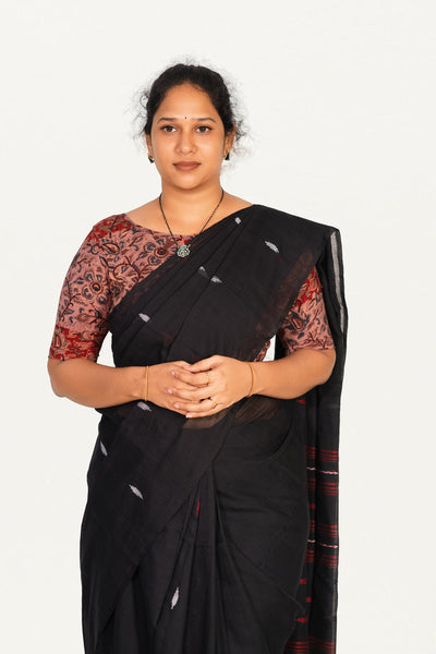 KALAMKARI BOAT NECK OPEN 10 HAND'S STREACHBLE  BLOUSE