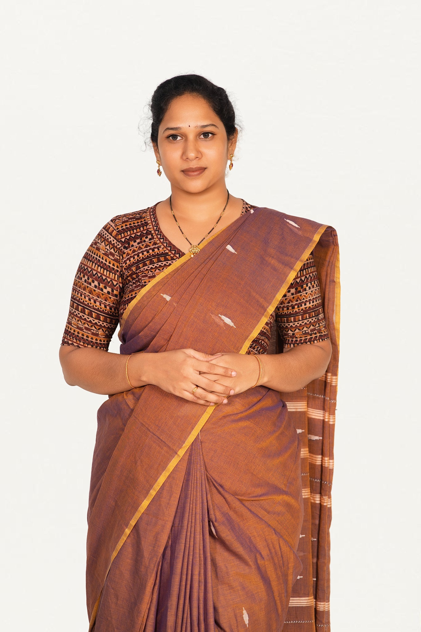 KALAMKARI V NECK 10 INCH HAND  STRECHBLE BLOUSE