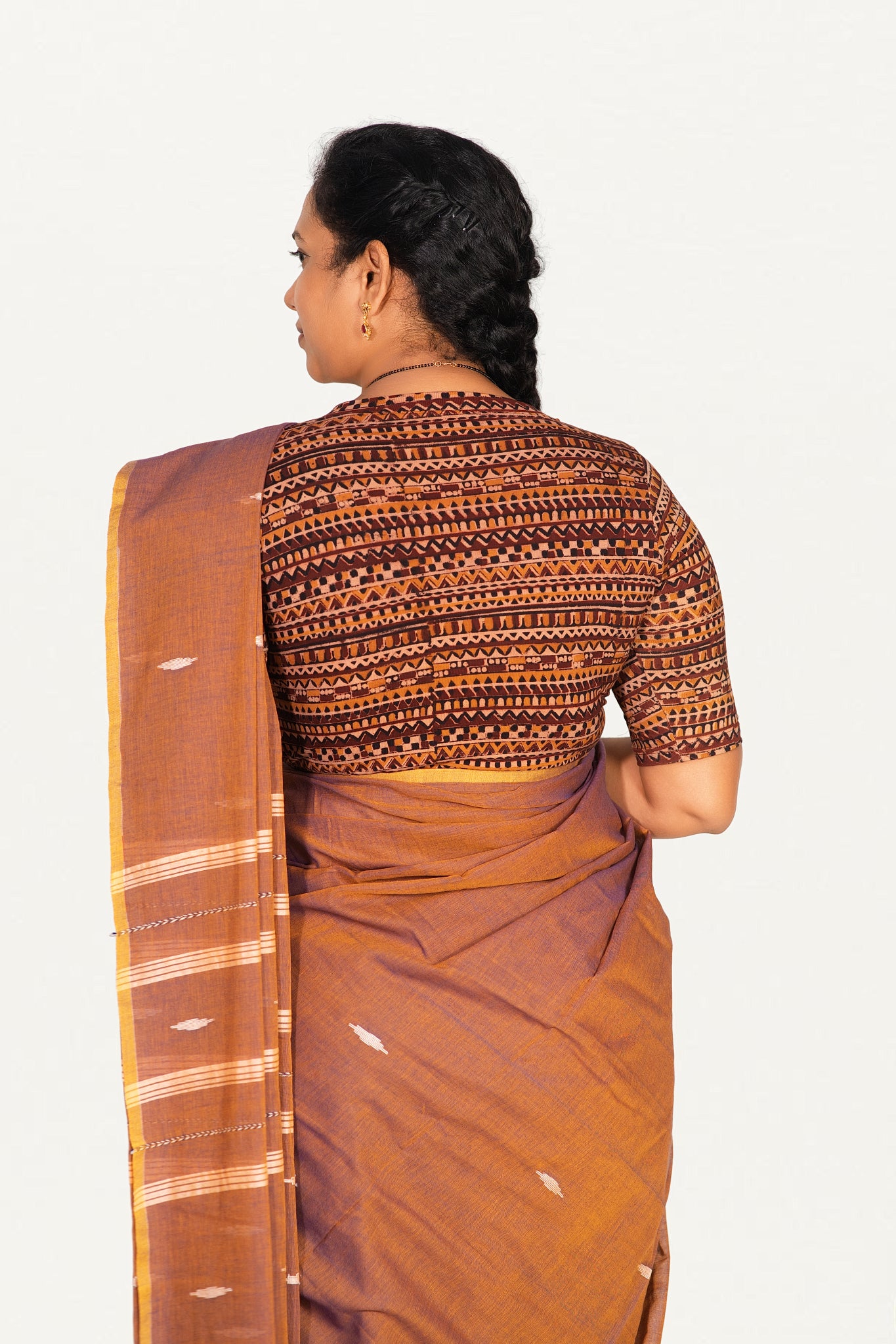 KALAMKARI V NECK 10 INCH HAND  STRECHBLE BLOUSE