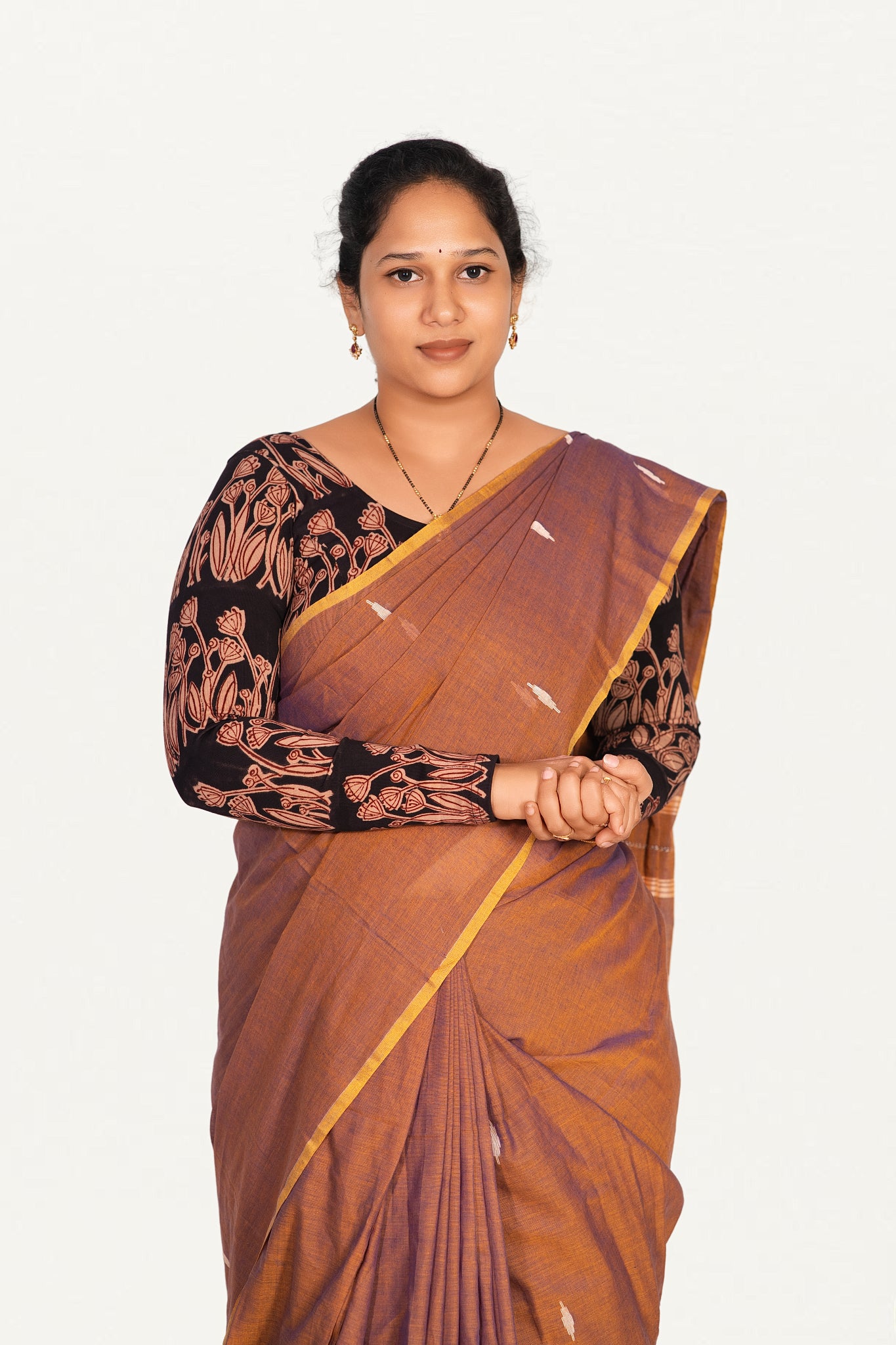KALAMKARI ROUND NECK FULL HANDS STRECHBLE BLOUSE