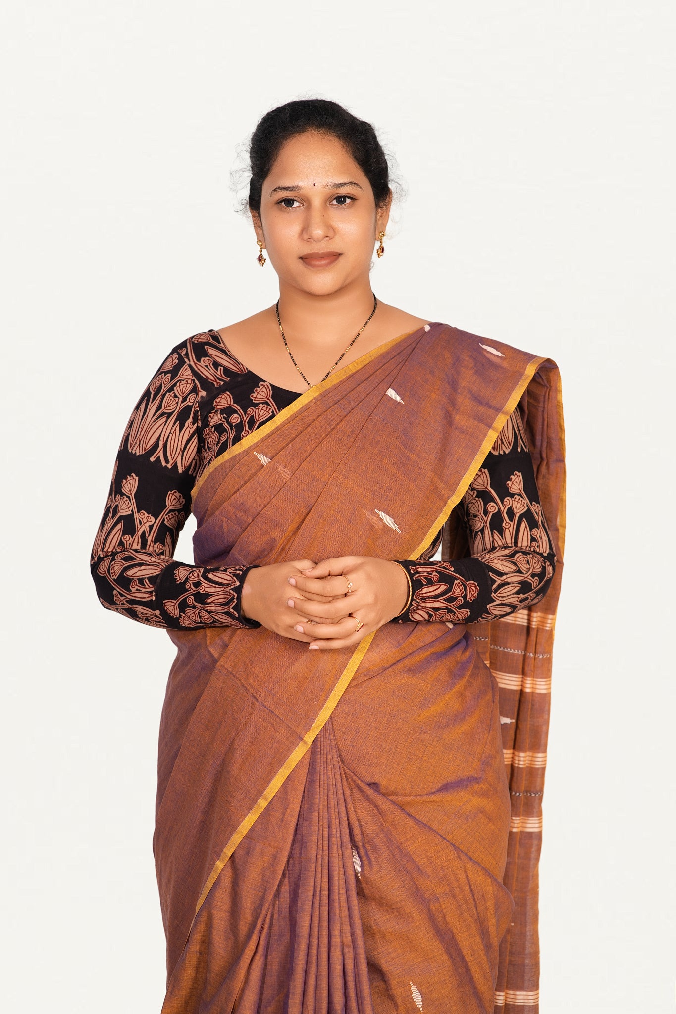 KALAMKARI ROUND NECK FULL HANDS STRECHBLE BLOUSE