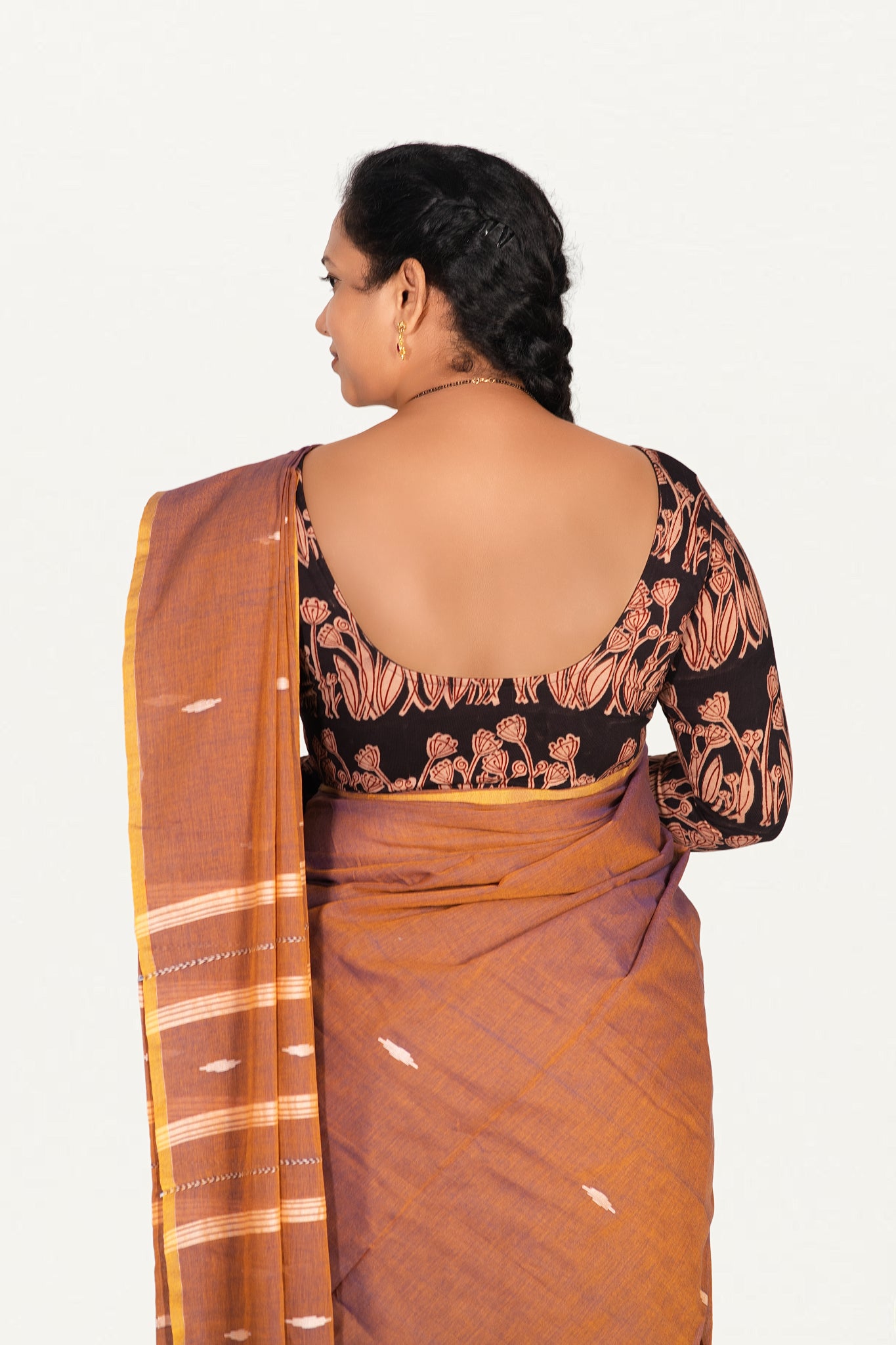 KALAMKARI ROUND NECK FULL HANDS STRECHBLE BLOUSE