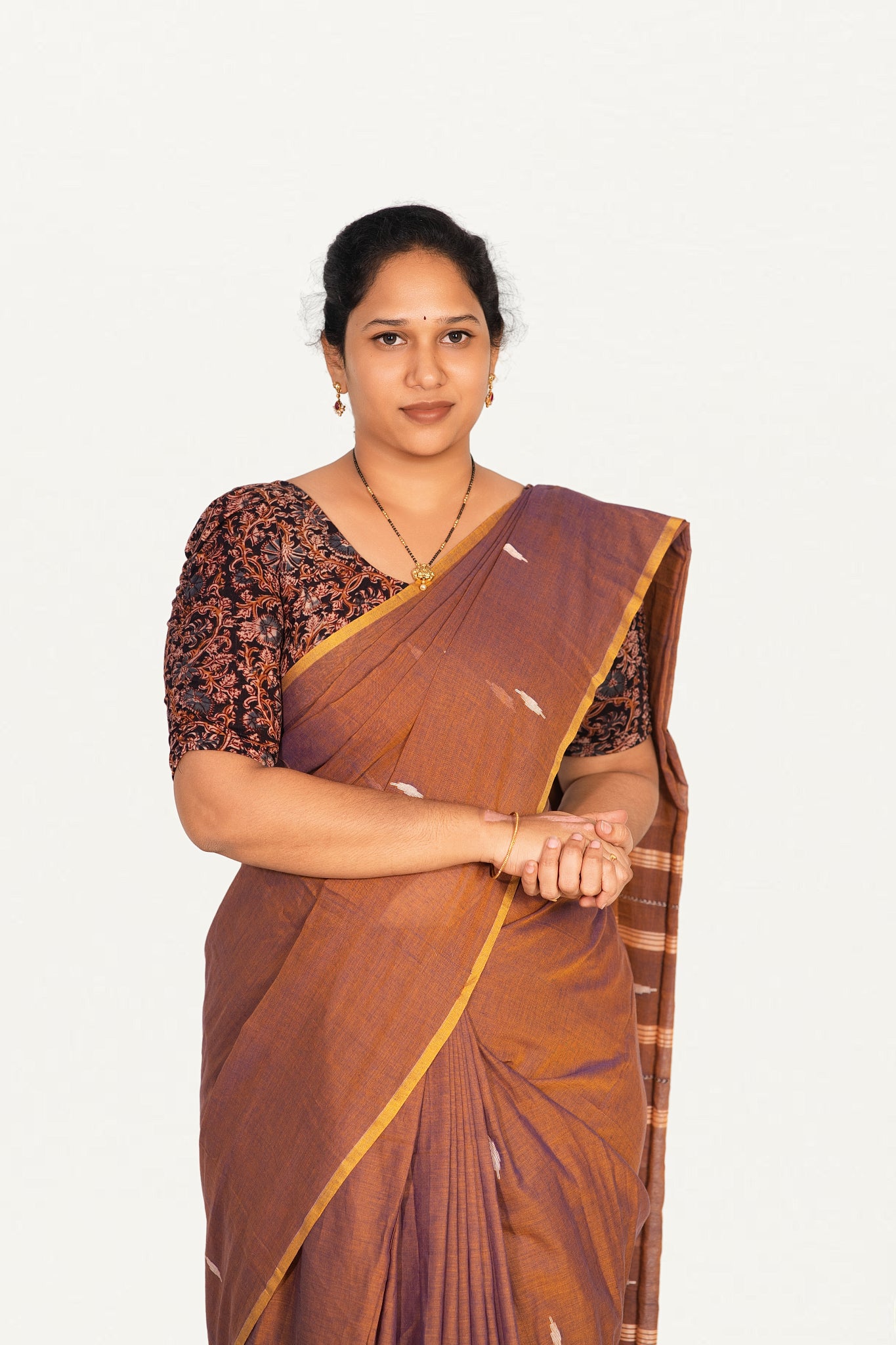 KALAMKARI BUTTA  ROUND NECK 10 INCH HANDS STRECHBLE BLOUSE