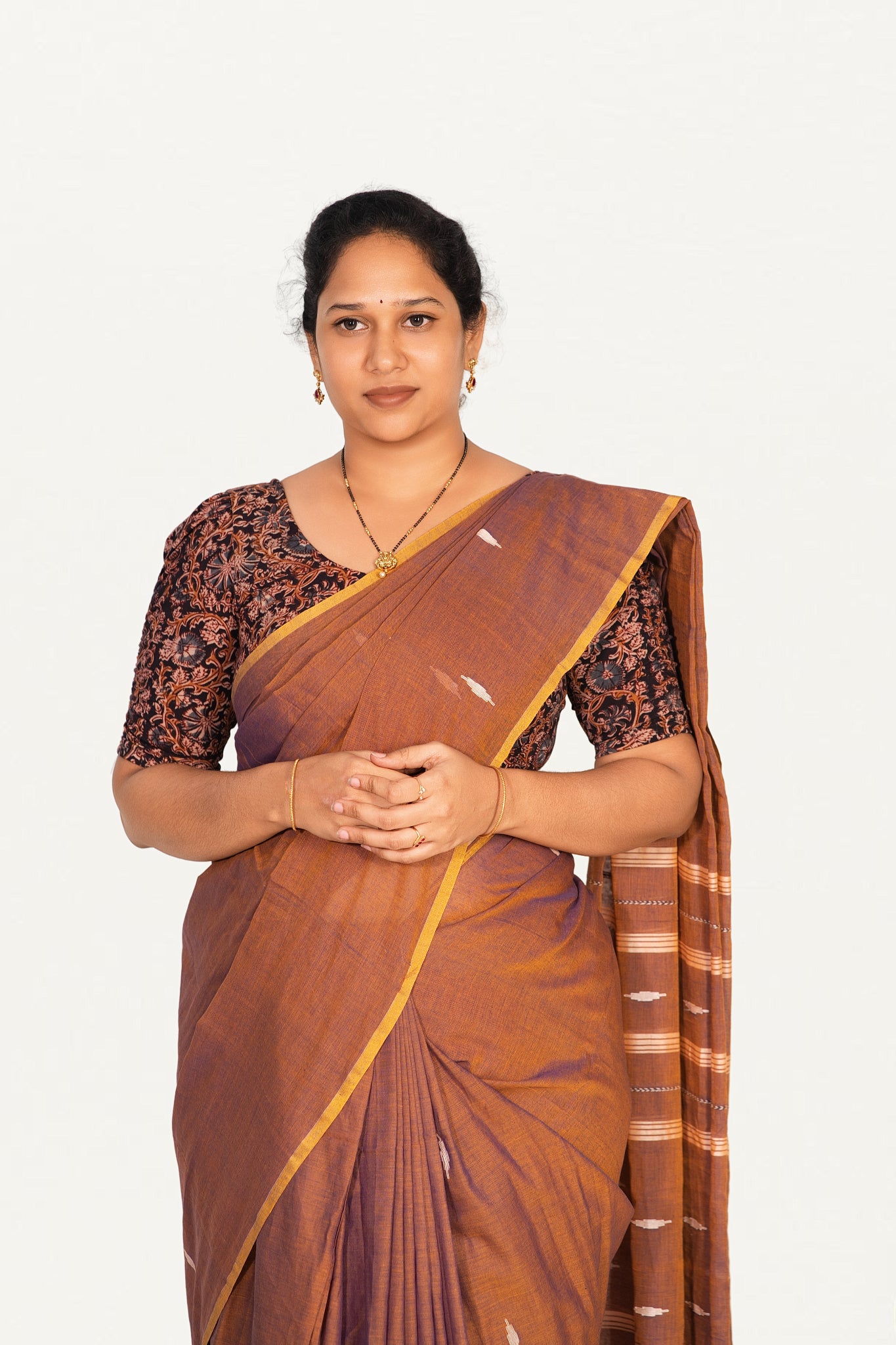 KALAMKARI BUTTA  ROUND NECK 10 INCH HANDS STRECHBLE BLOUSE