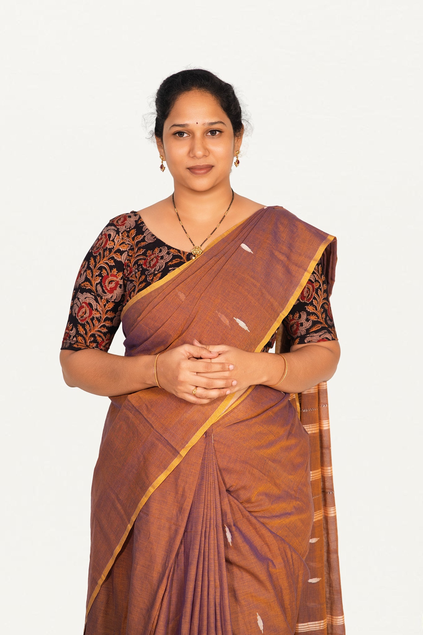 KALAMKARI ROUND NECK 10 INCH HANDS STRECHBLE BLOUSE
