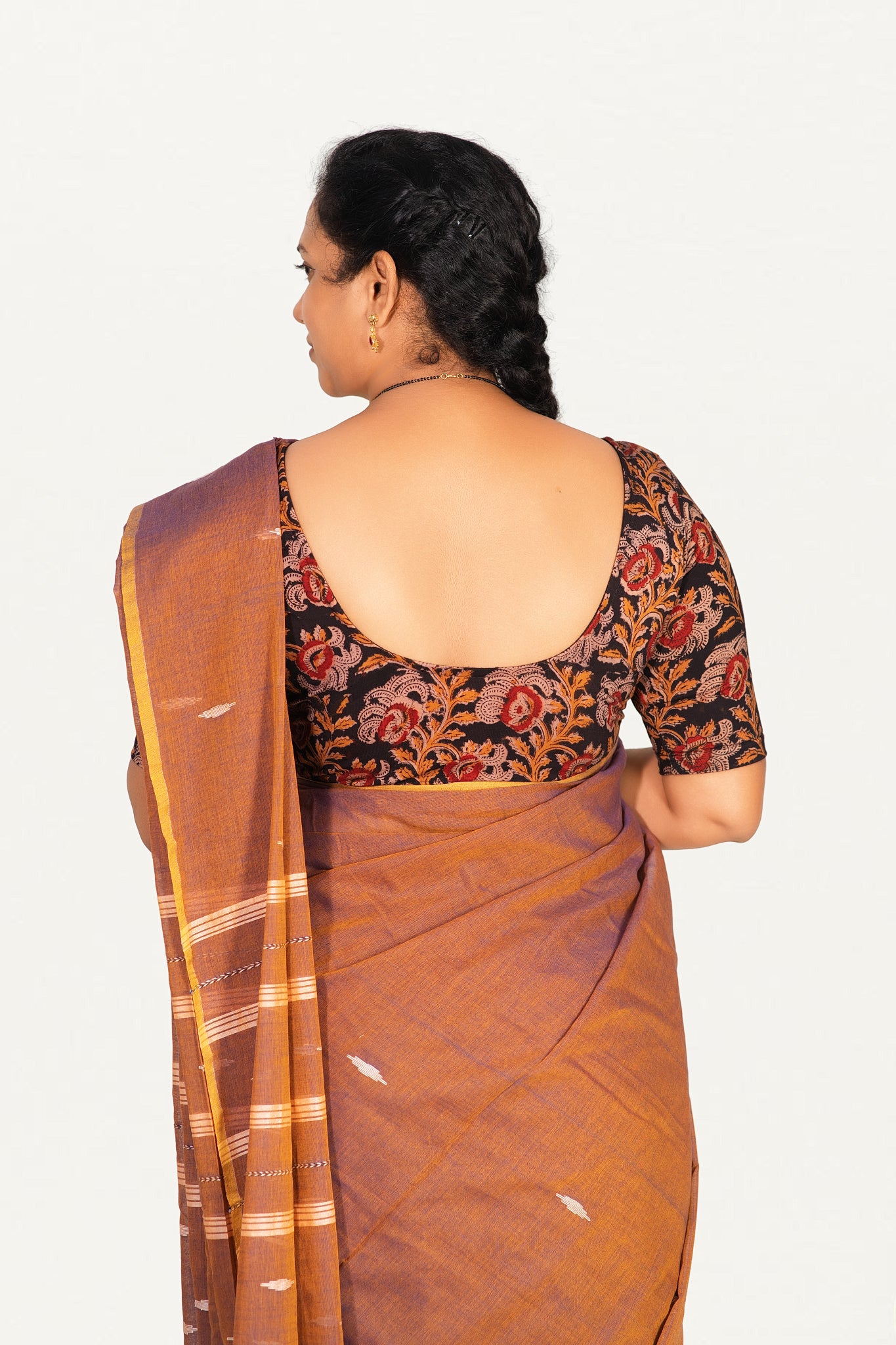 KALAMKARI ROUND NECK 10 INCH HANDS STRECHBLE BLOUSE