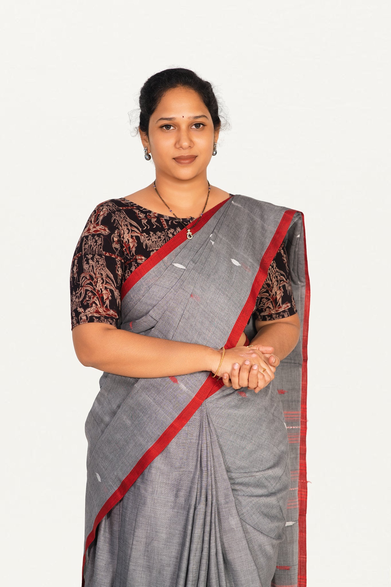KALAMKARI BOAT NECK OPEN 10 HAND'S STREACHBLE  BLOUSE