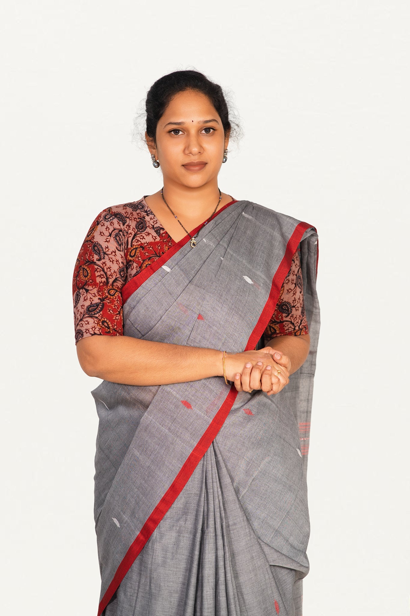 KALAMKARI V NECK 10 INCH HAND  STRECHBLE BLOUSE