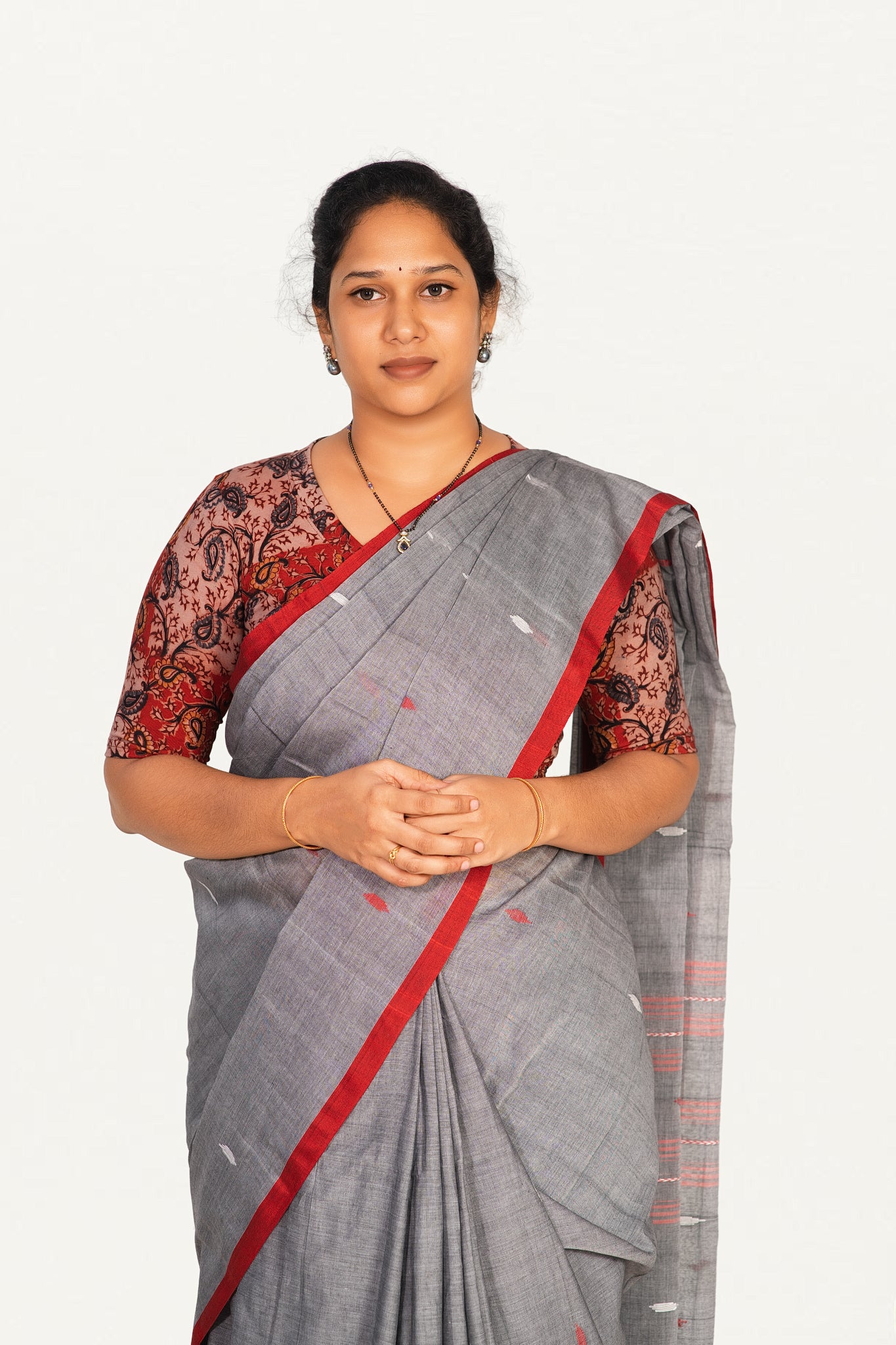KALAMKARI V NECK 10 INCH HAND  STRECHBLE BLOUSE