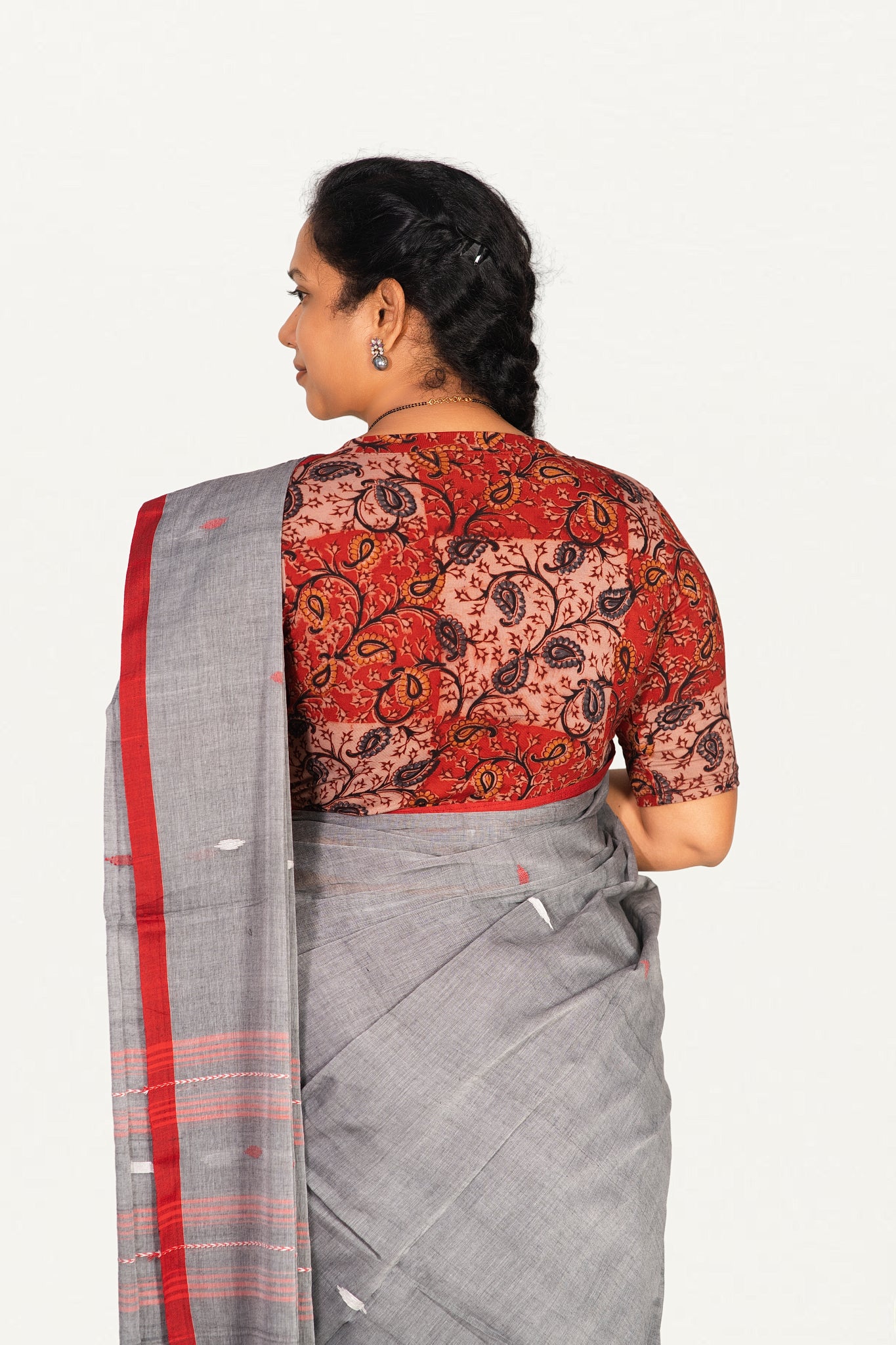 KALAMKARI V NECK 10 INCH HAND  STRECHBLE BLOUSE